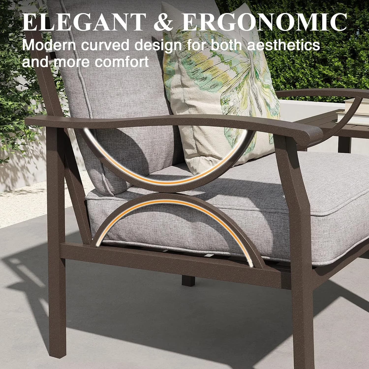 Stylish Patio Conversation Set with Water-Resistant, Outdoor Furniture - Gray Polyester, Steel Model 1F9382