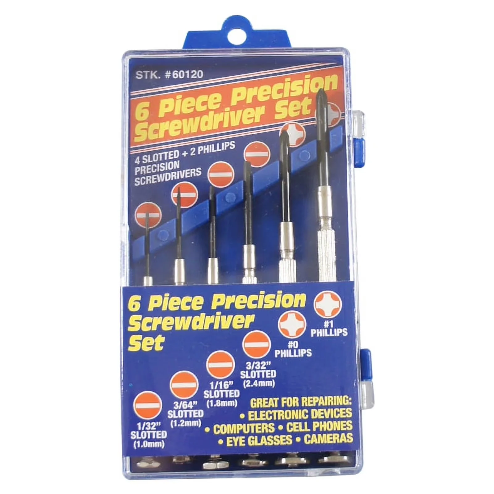 Efficient Hand Tool Set with Precision, Shaft Length: 2 in., Number in Package: 6 pc. - Silver Metal, Steel Model 45D4B8