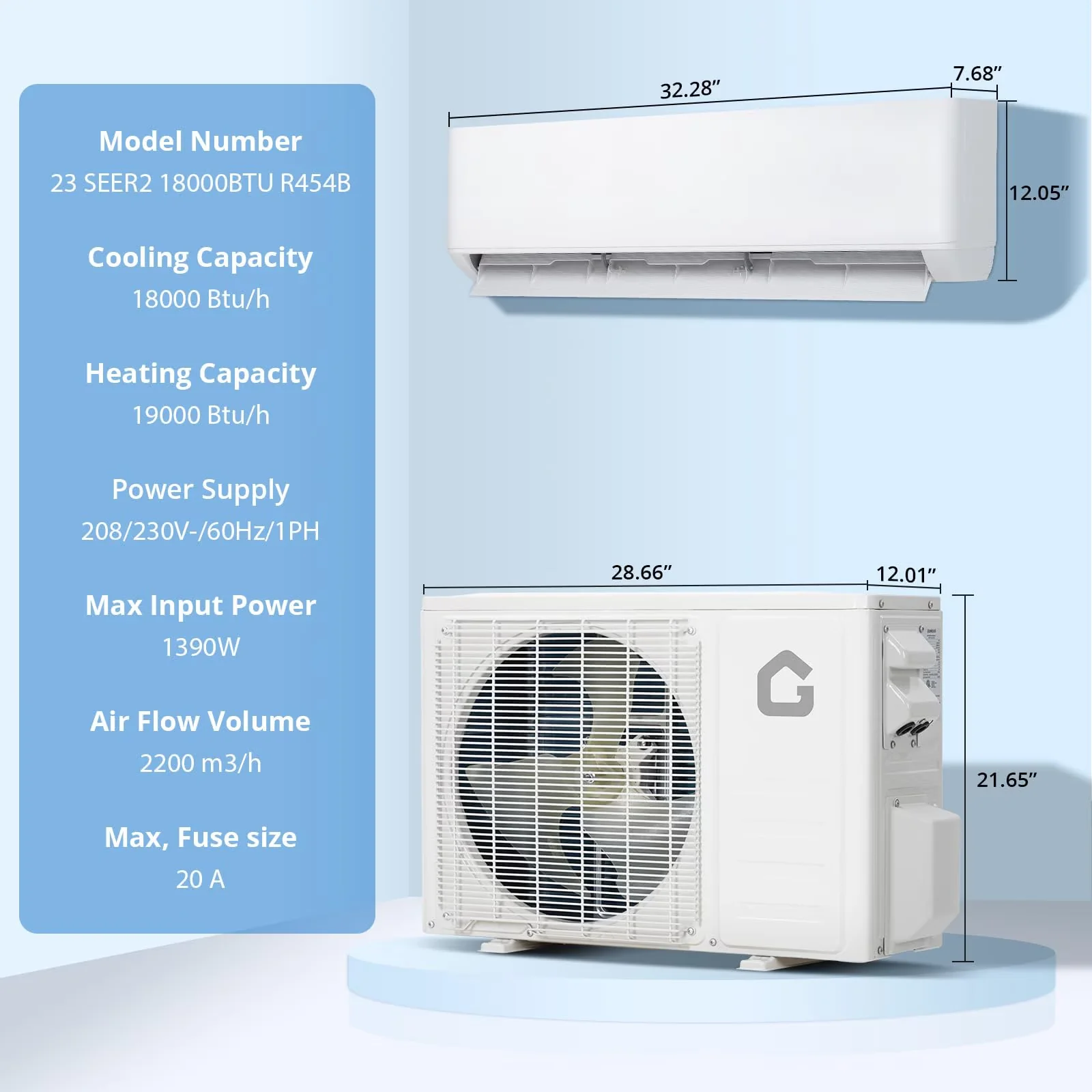 Reliable Air Conditioner with 18000 BTU, 208V, Mini Split AC/Heating System - White Model 29709B
