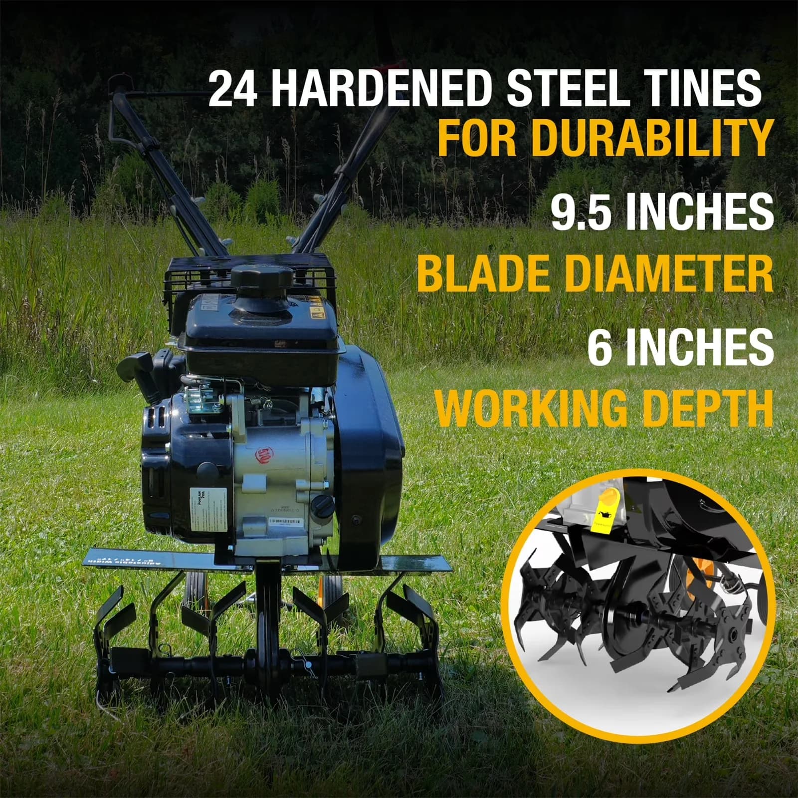 Efficient Trillers Cultivator with Gas Tiller 2-in-1 Front Tine Tiller - Model 68C791