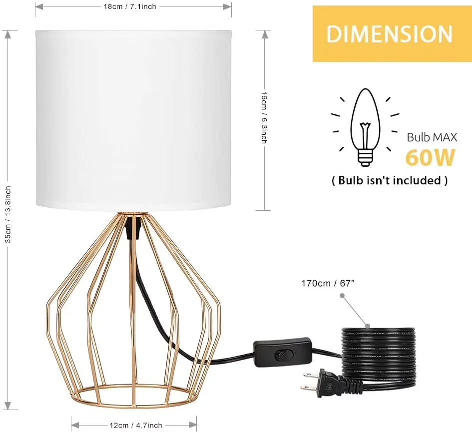 Table Lamp Modern with LED, Bedside Lamps, Modern - Gold, White, Multicolor Metal Model 693D94
