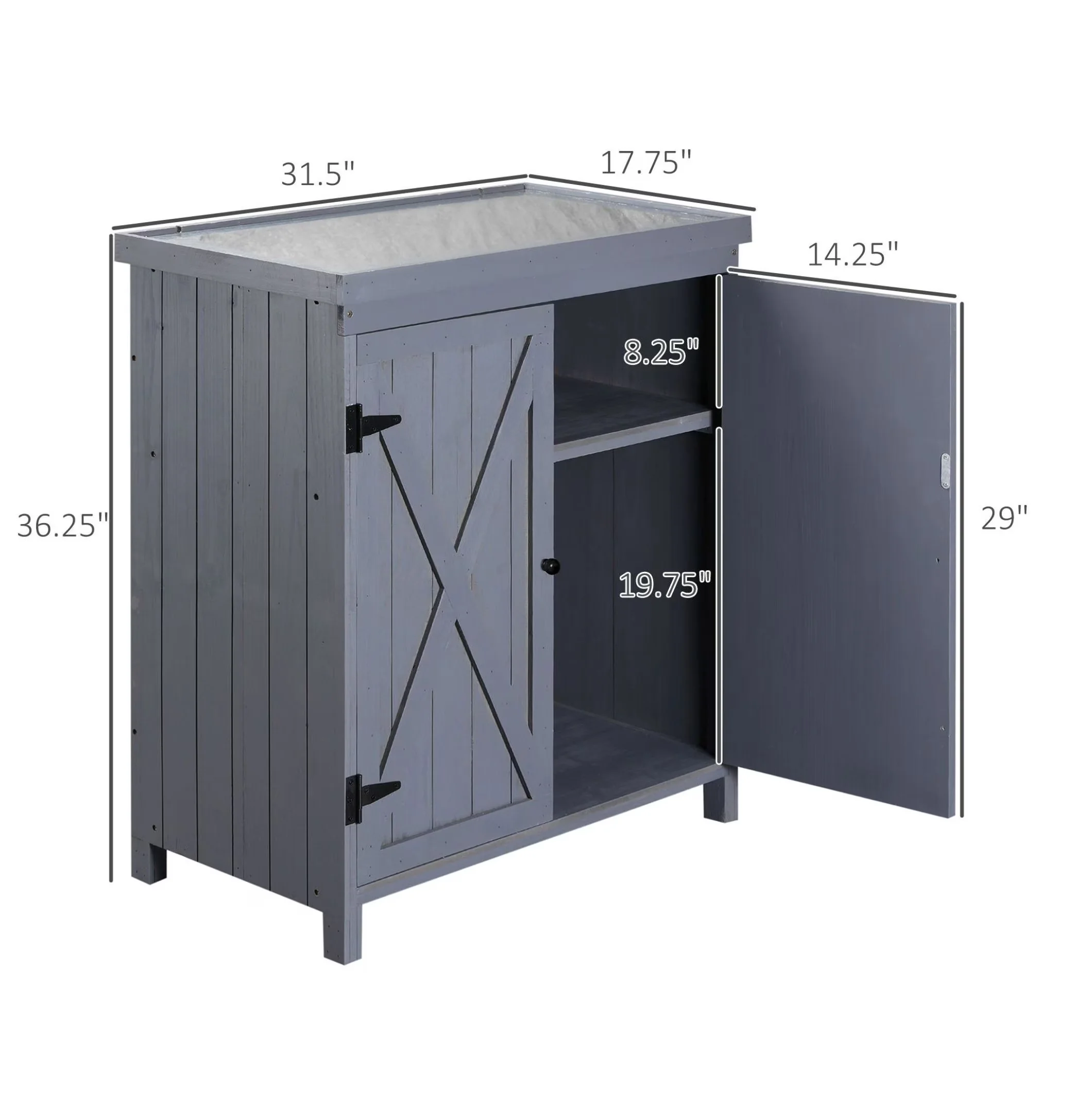 Stylish Shed with Rust Resistant, Patio Storage Cabinet, Rust-Proof - Solid Fir Wood,Steel Grey Model 14FCDE