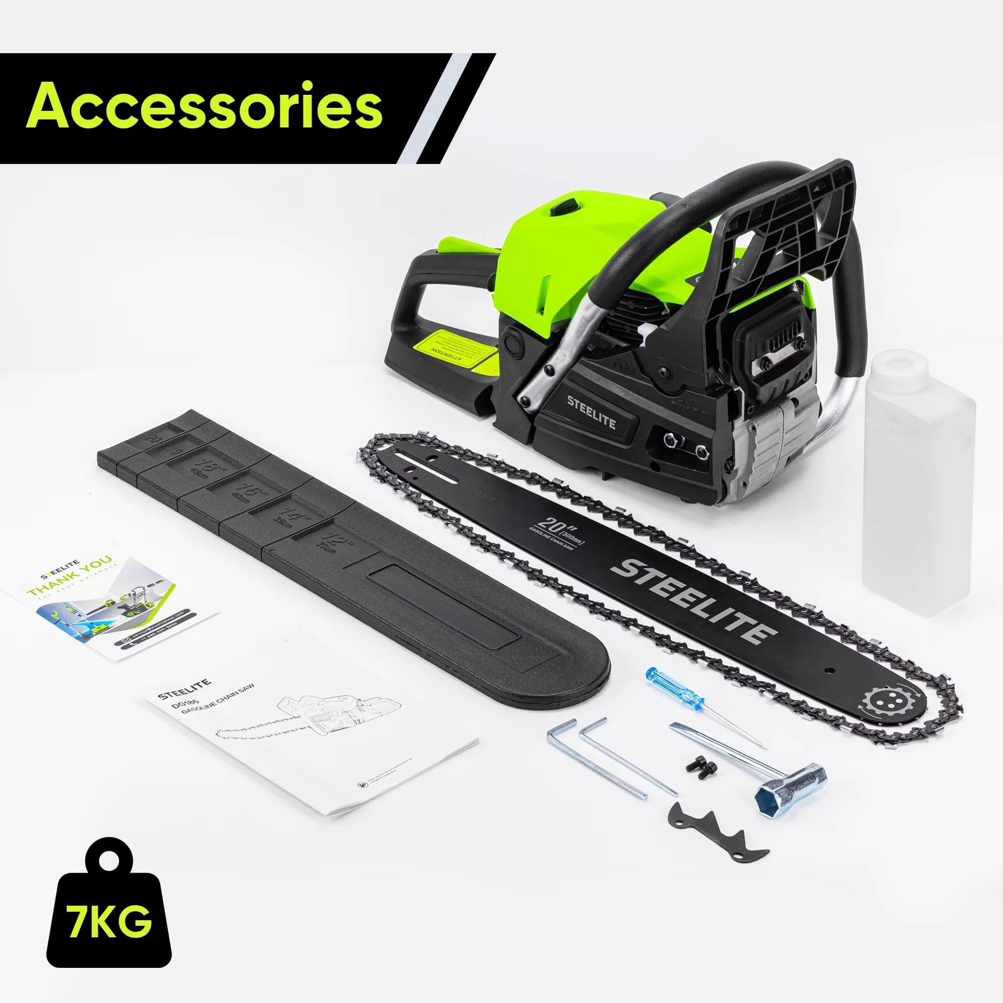 Modern Chainsaw with Chain Brake, 62CC Gas Powered, Gasoline Gas Chainsaws - Model D9A95F