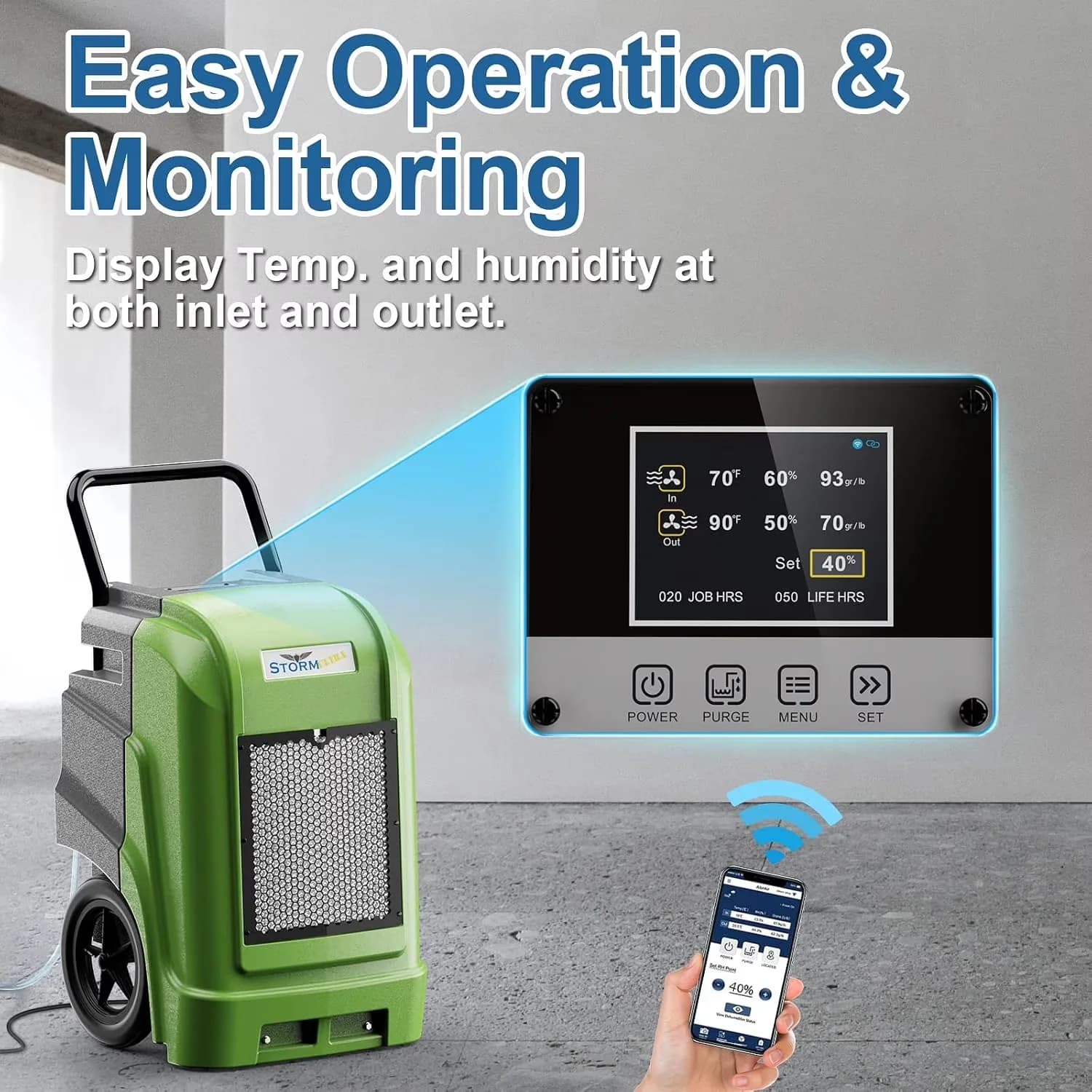 Dehumidifier Classic with Built-In Pump, · Sound Pressure Level: 58 dBA - Green Model C90EA1