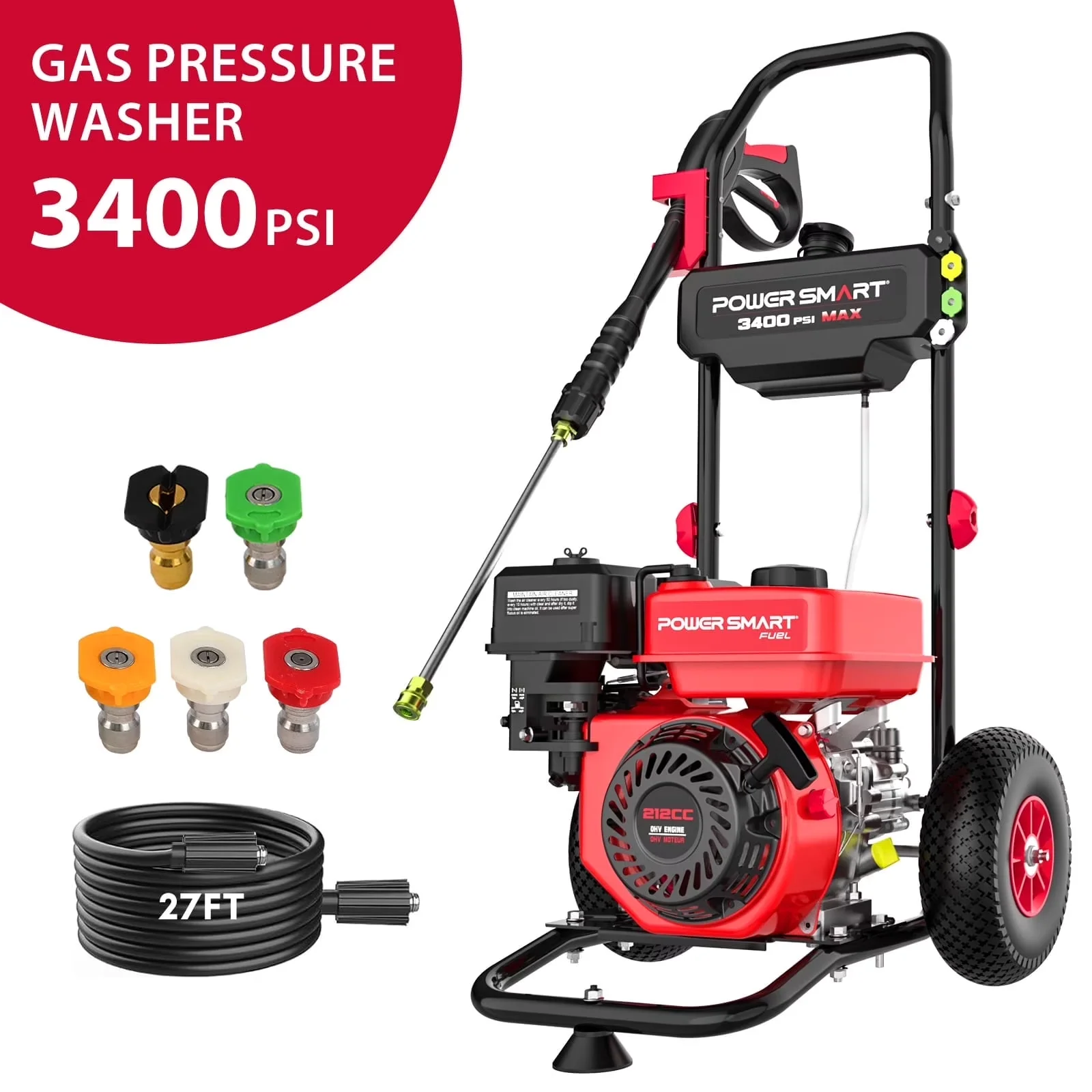 Classic Pressure Washer with Quick Connect Tips, 212cc Engine, Gas - 3400PSI Model A0FA09