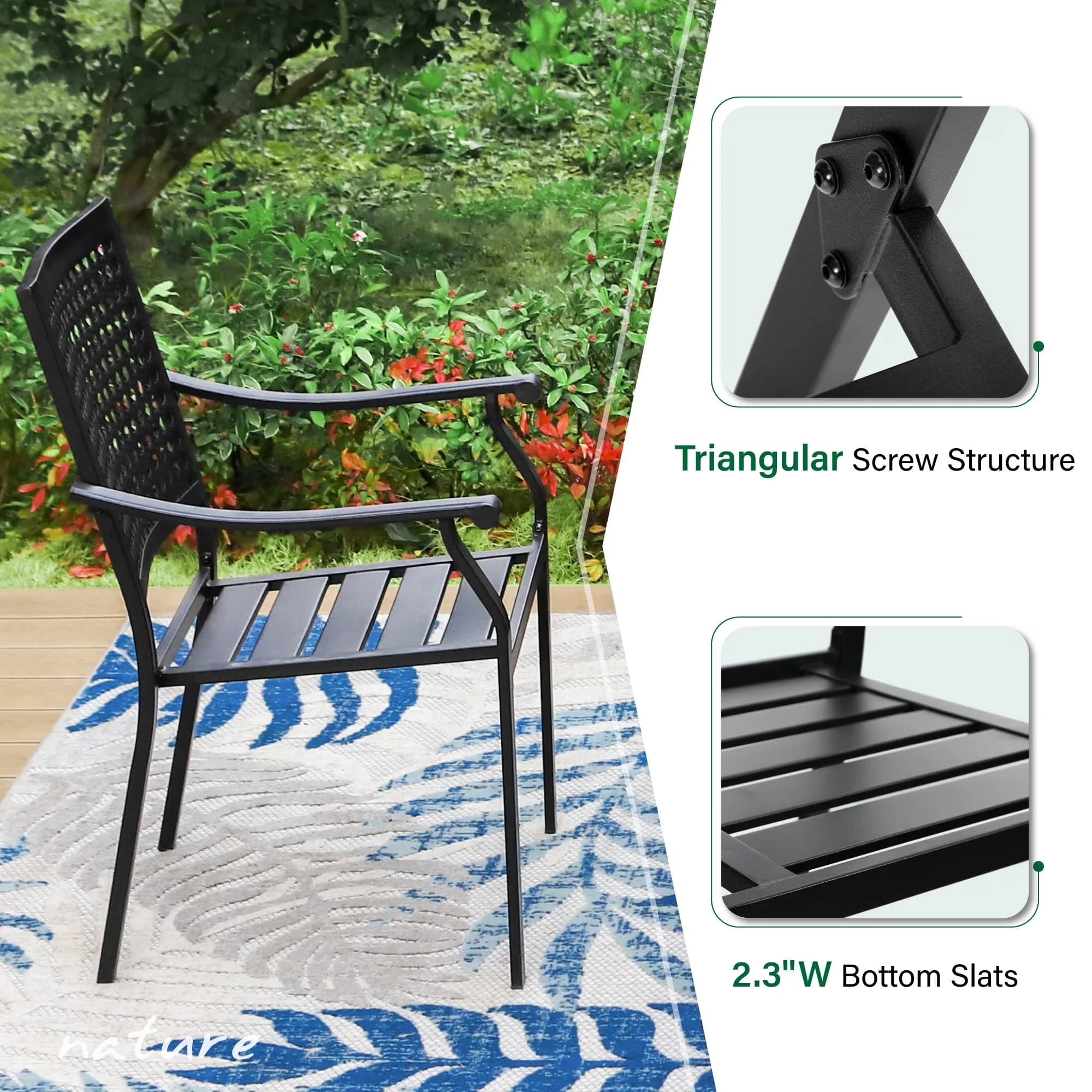 Patio Dining Set Professional with Modern, 9 Piece Outdoor Metal Furniture - Metal Black Model 74DF7F