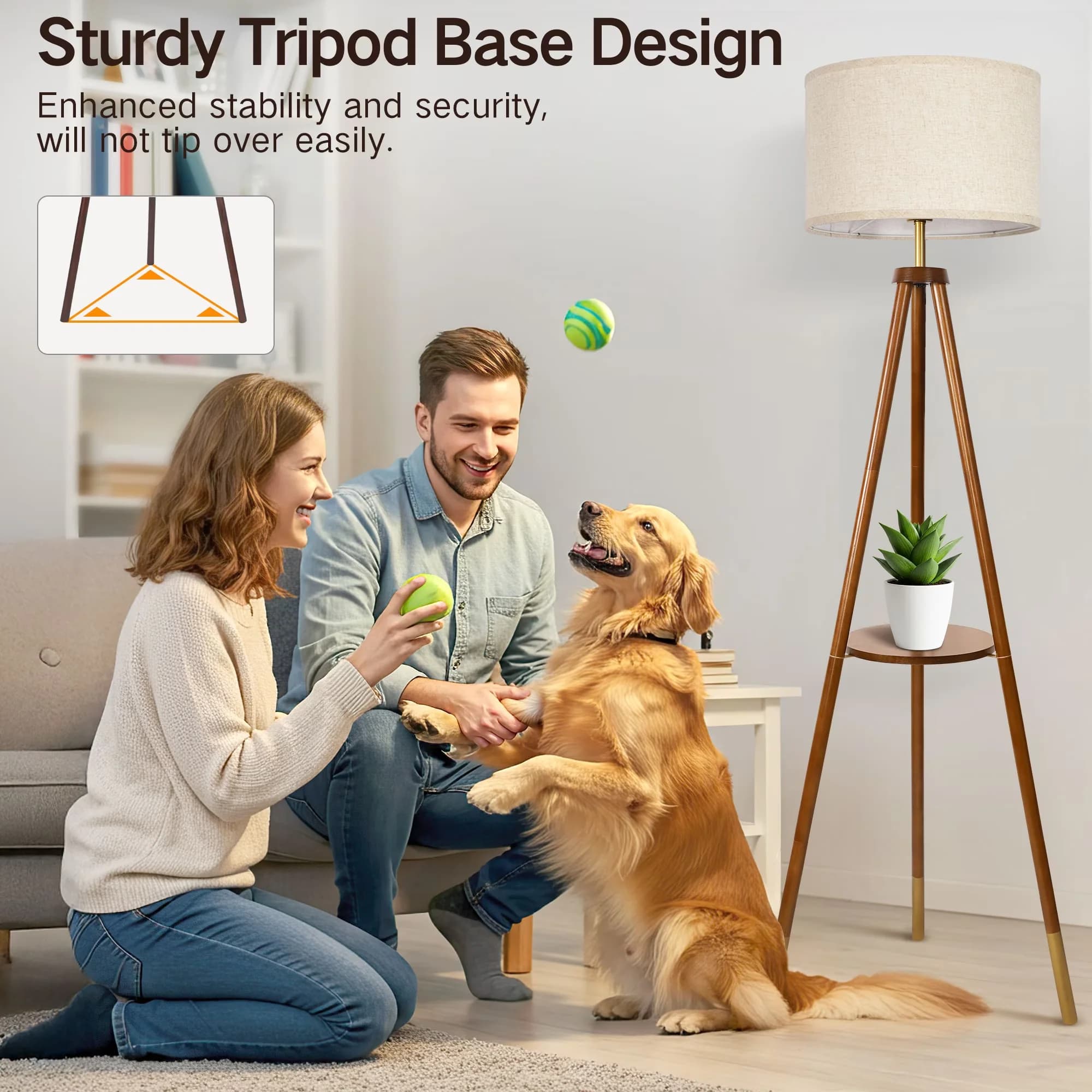 Professional Floor Lamp with LED, Dimmable, Mid-Century - Wood Beige for Living Room, Bedroom Model 2552E0