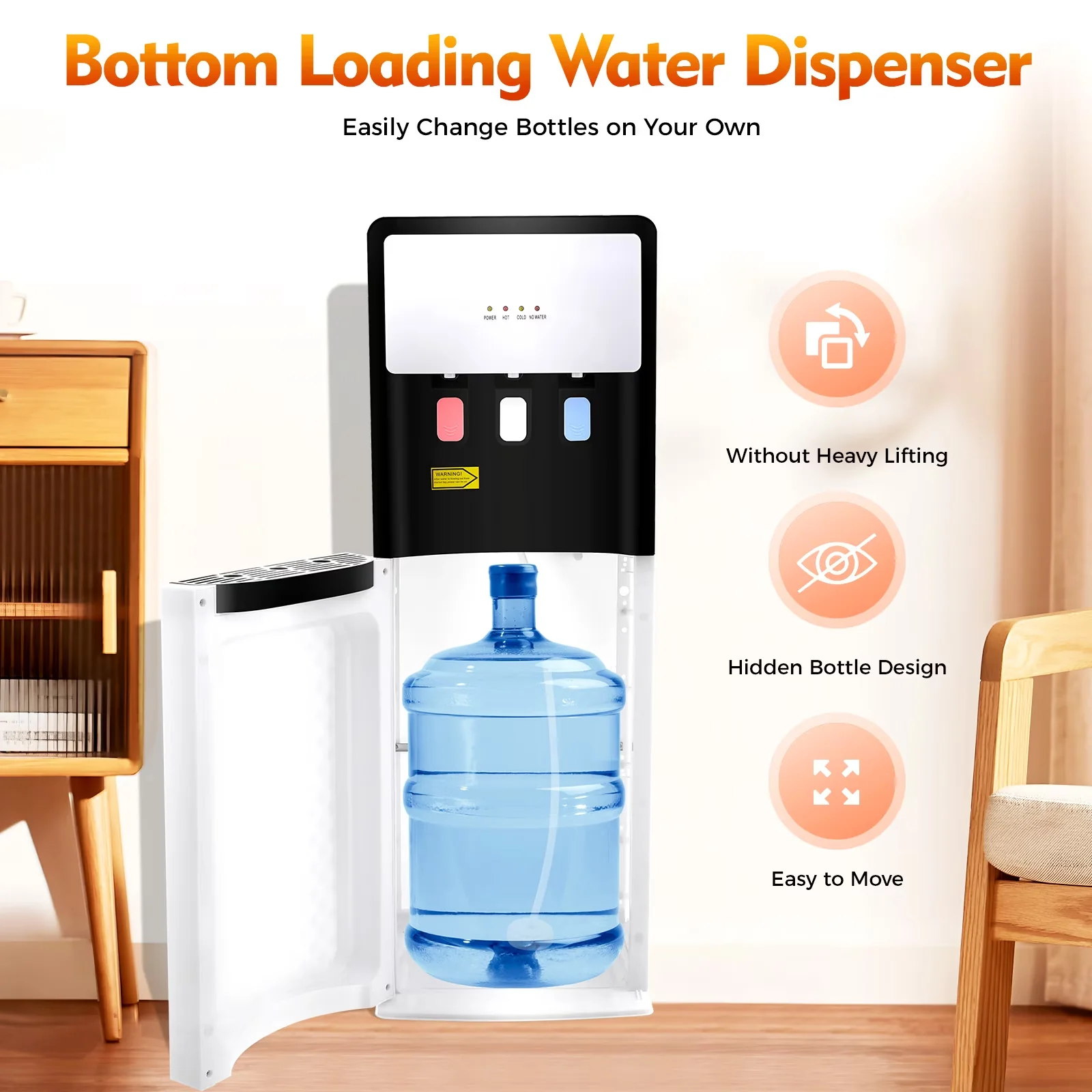 Sleek Water Filtration with 110V, 110V Dispenser Bottom Loading Cooler - White Pp Model D6C22B