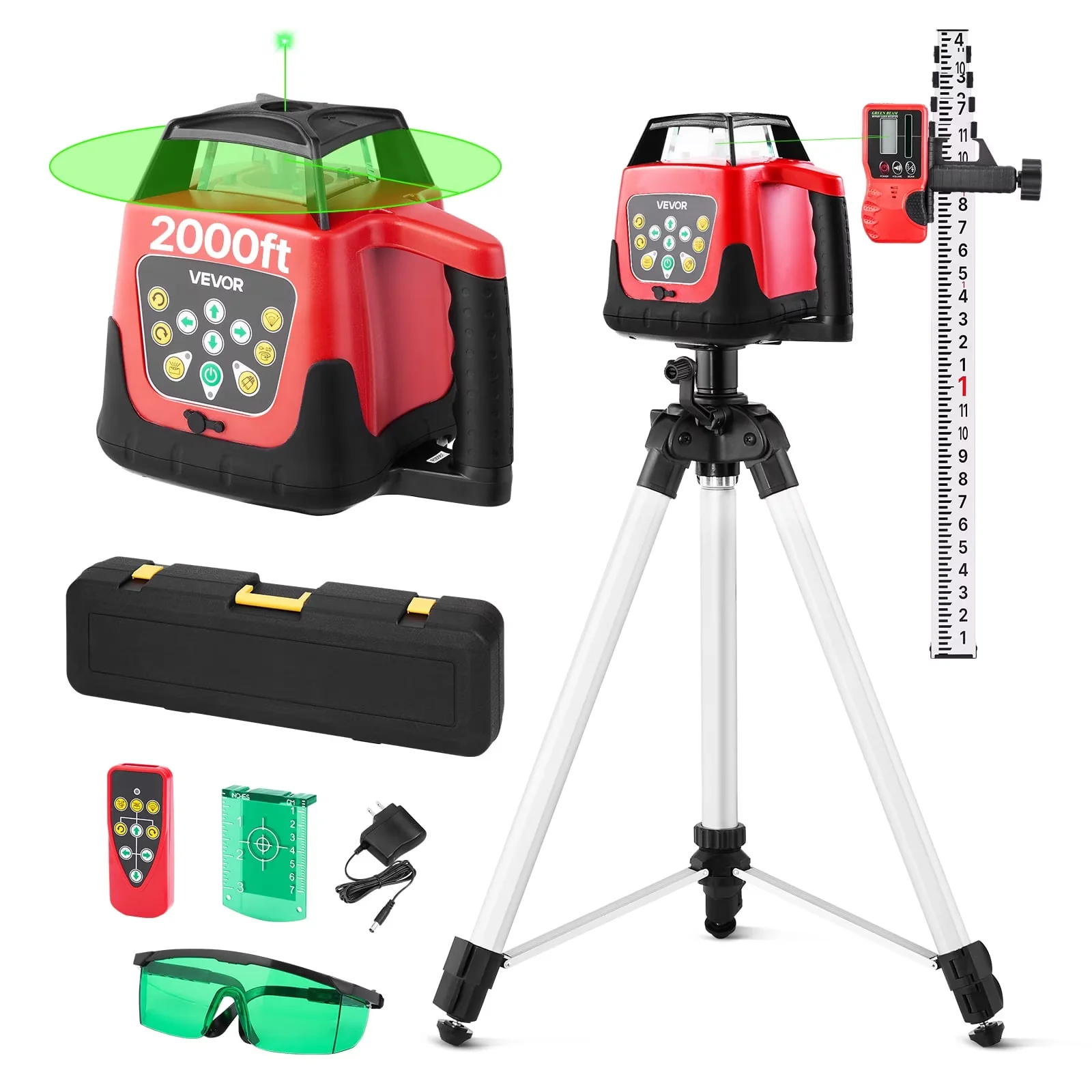 Measuring Layout Compact with Battery, Lightweight - Aluminum Alloy, Plastic Red Model 19B2C1