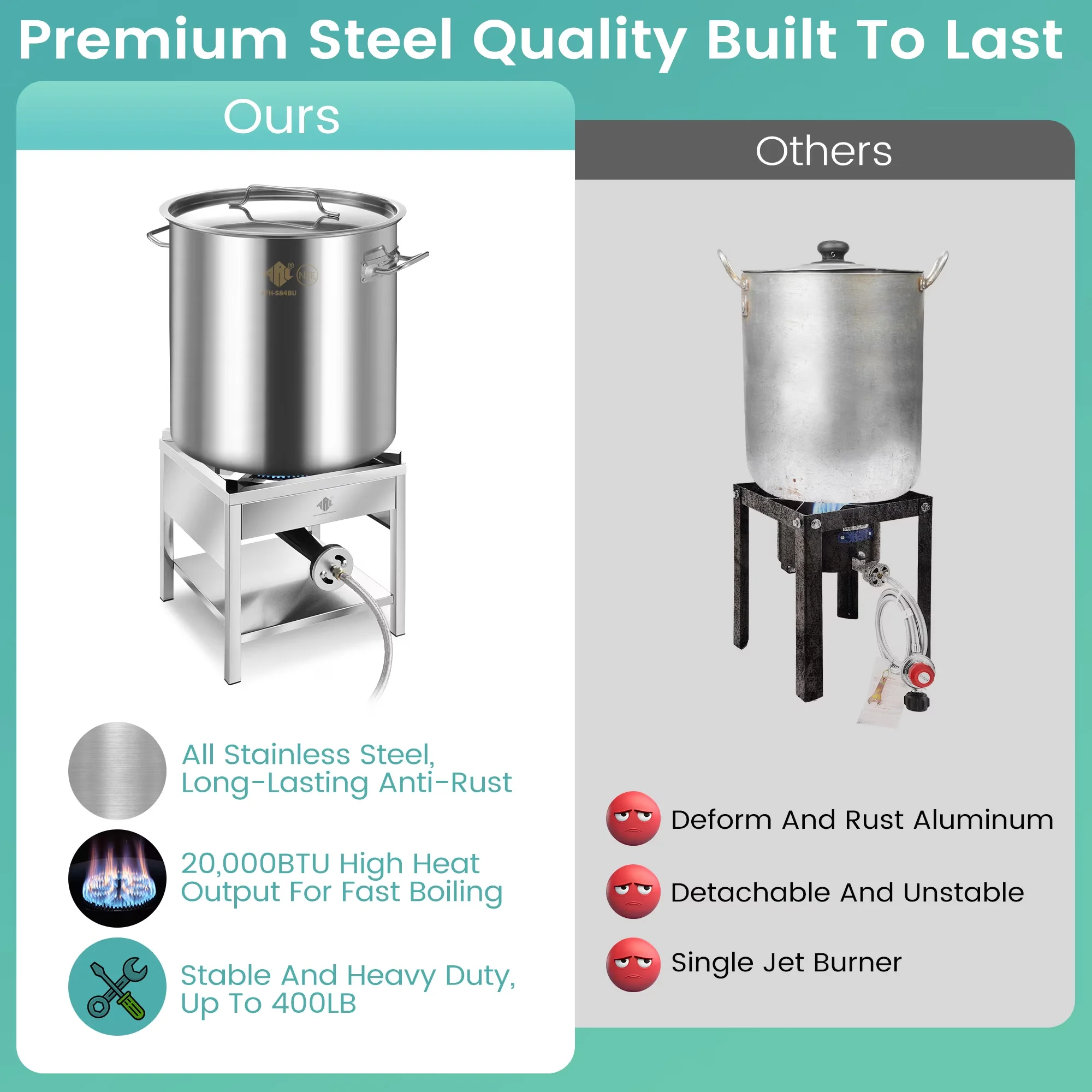 Outdoor Fryer Innovative with 200000 BTU, 84QT Stainless Steel Seafood Boil Pot - Stainless Steel Silver Model F1FC73