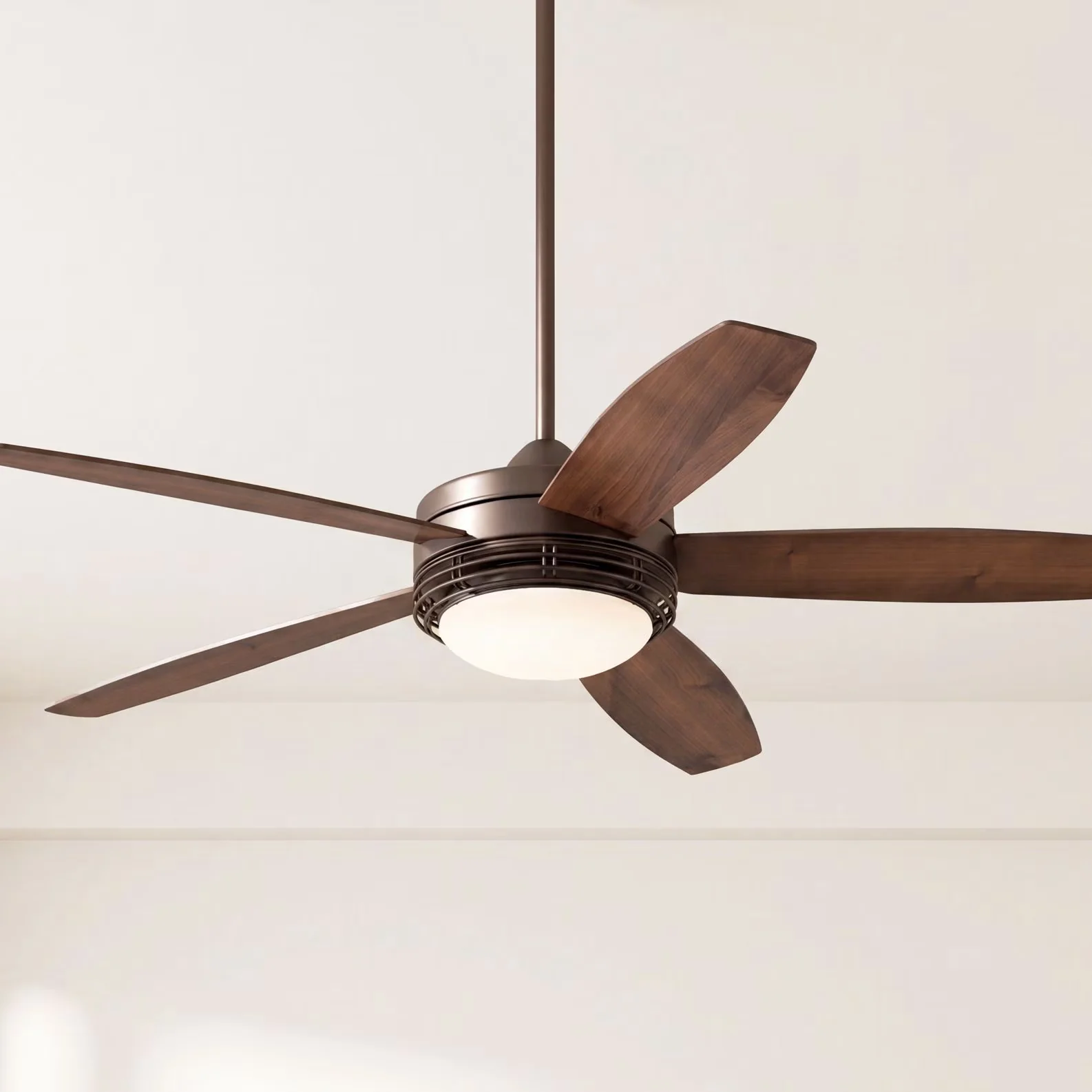 Classic Ceiling Fan with LED, Remote Controlled - Glass Brown for Patio Model 1424E1