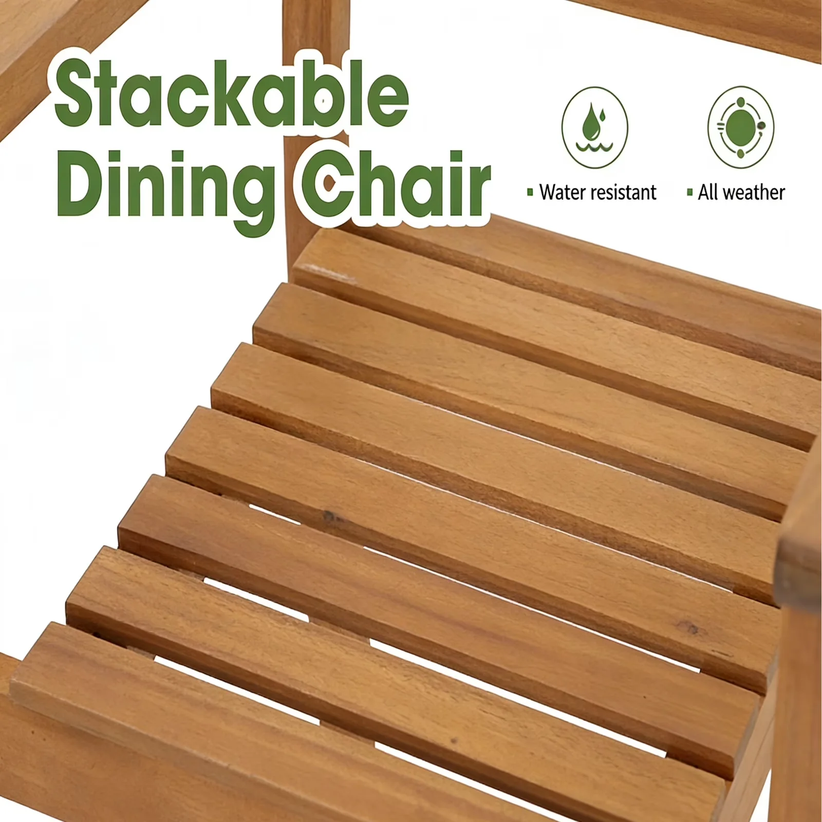 Efficient Patio Chair with Weather-Resistant, Modern - Acacia Wood & Fabric White for Garden, Indoor Model 24E567
