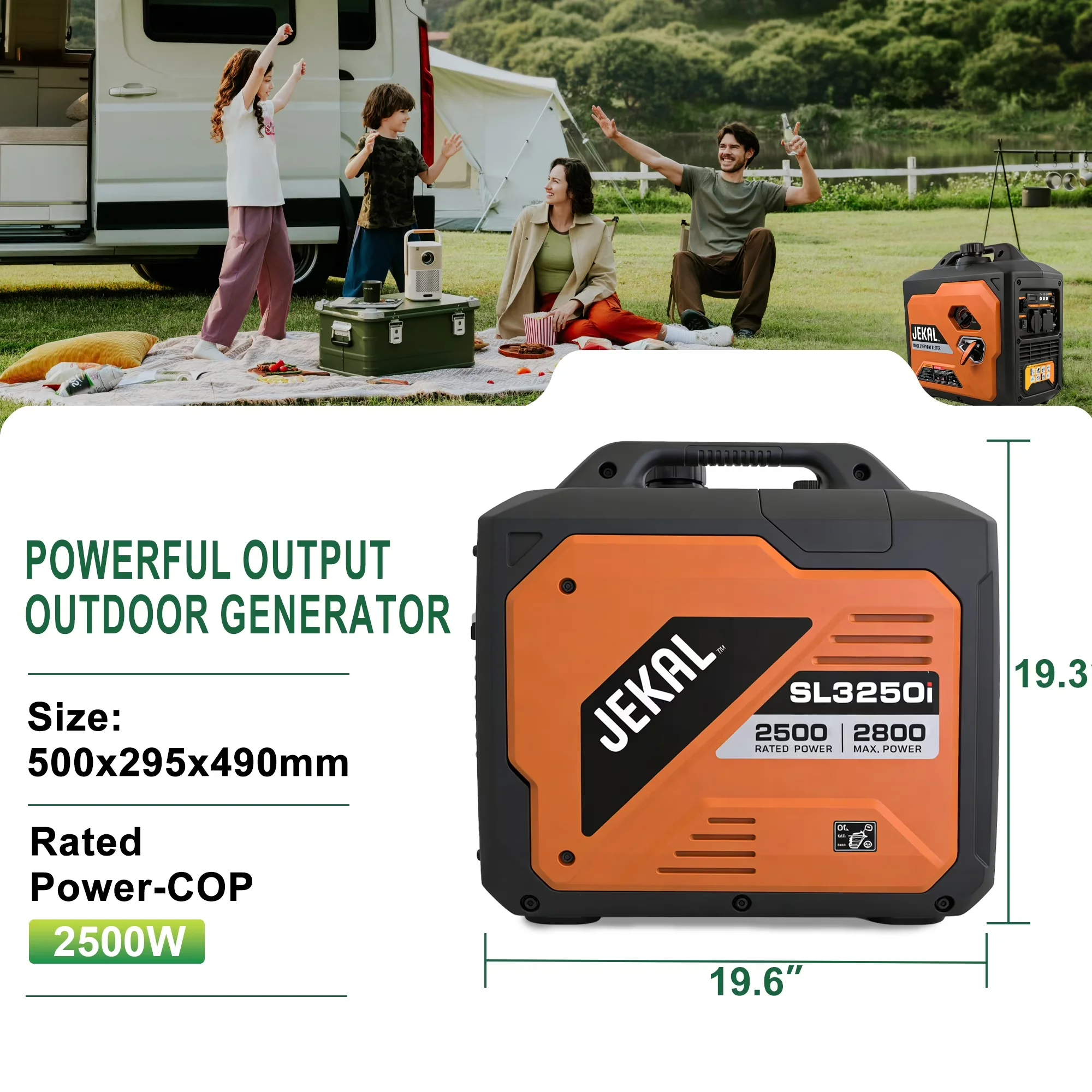 Modern Generator with 2500W, Auto-Idle Control, Co Shut-Off for Home, Camping - Model FFD8E0