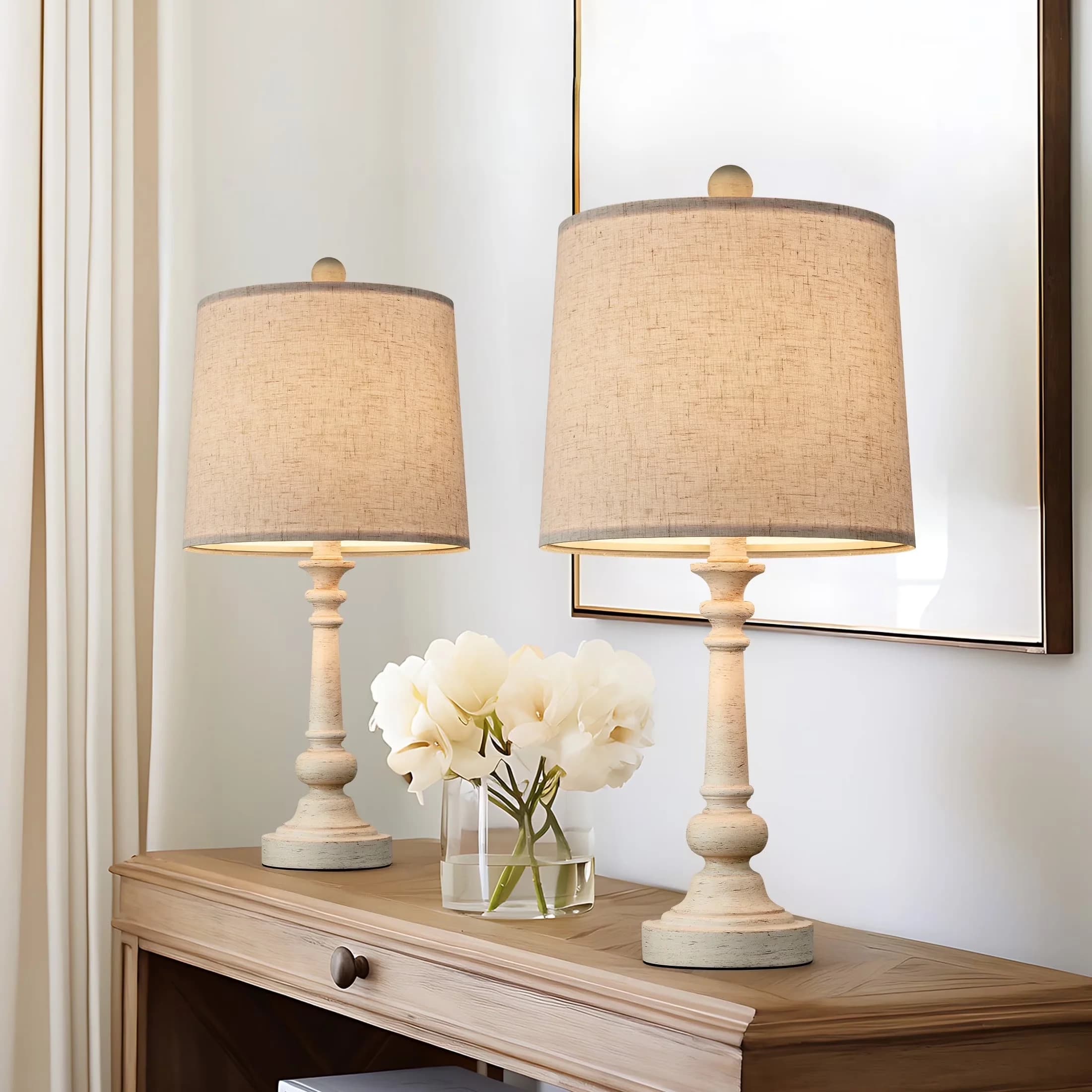 Versatile Table Lamp with LED, Bedside Lamps, Traditional - Beige Resin Model BC22A5
