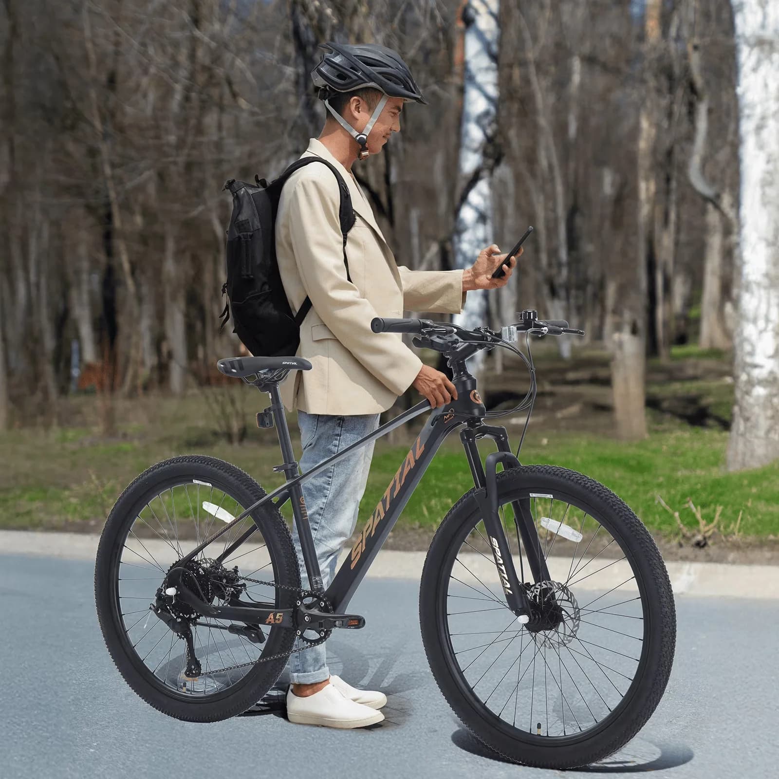 Mountain Bike Essential with Adjustable Seat Height, Adjustable Speed, Lightweight - Black Model E312C8