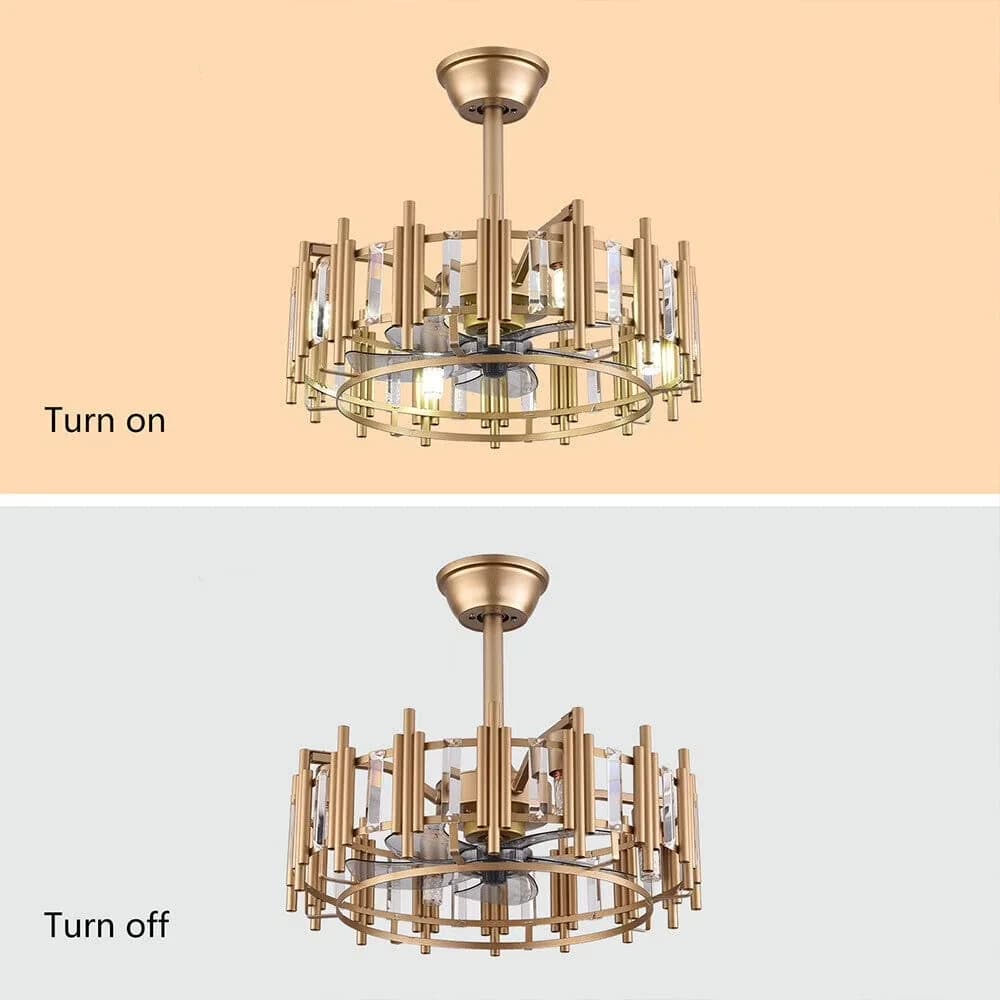 Sleek Ceiling Fan with LED, Remote Controlled, Light - Gold Metal E27 - Residential Grade Model ADF6C4
