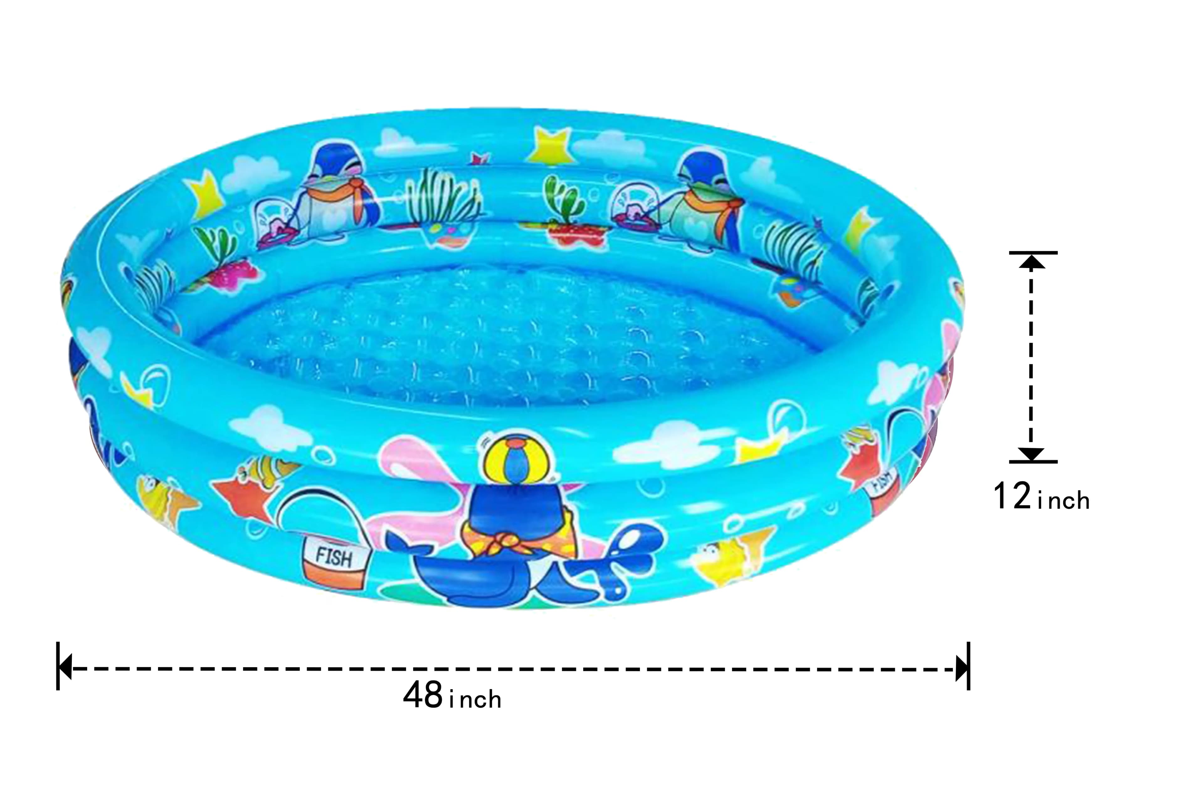 Inflatable Pool Quality with Kids, Blue Swimming, Padded Bottom - Blue Model D58B71
