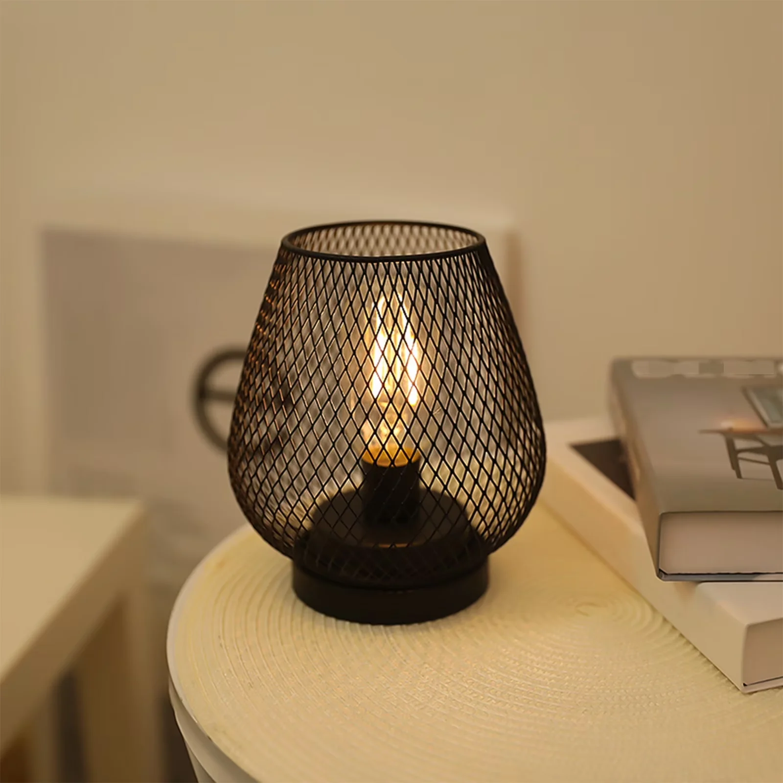 Durable Table Lamp with LED, Battery, Bedside Lamps - Black Metal for Patio Model 20AC47
