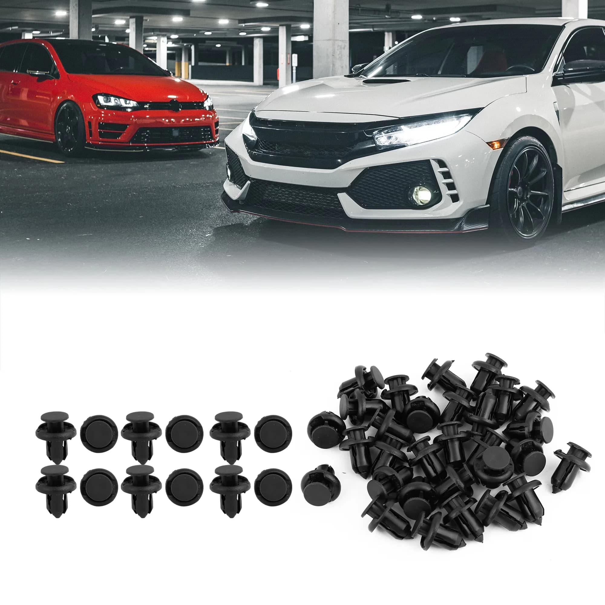 Fastener Modern with Easy Installation, Total Length: 25mm/1 inches - Plastic Black Model 5268BF