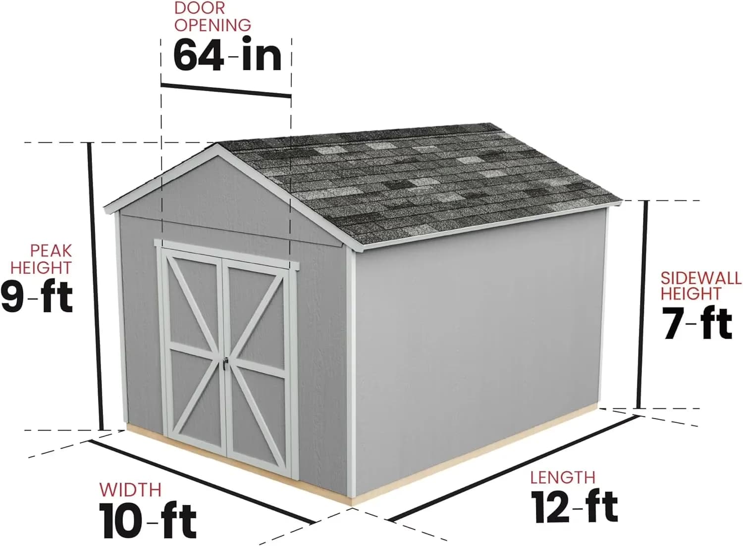 Compact Shed with Lockable Door, Paintable, 873 cu. ft. storage capacity - Unfinished Wood Wood Model 262618