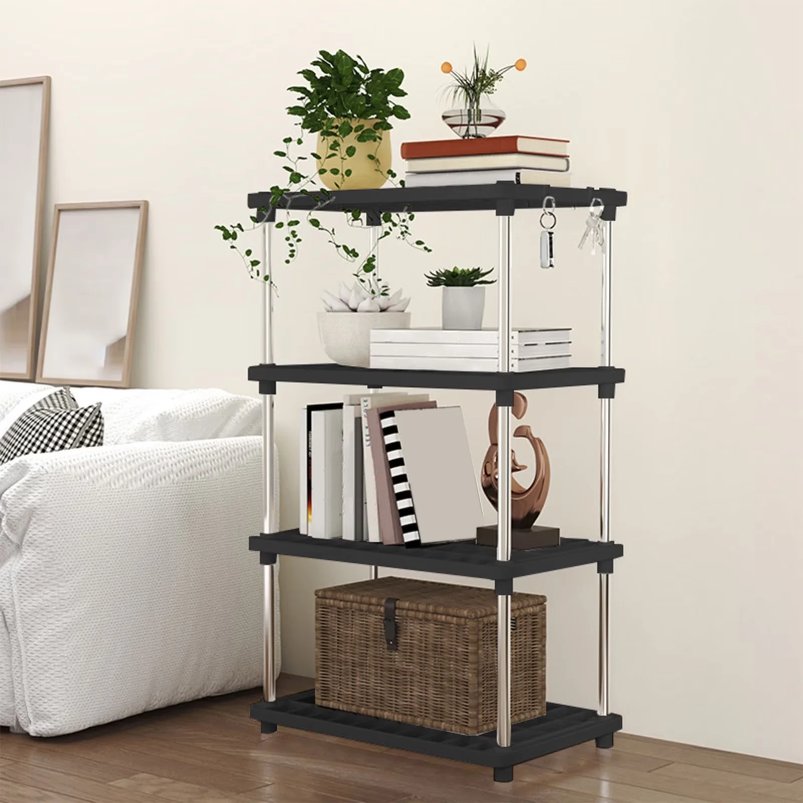 Versatile Garage Storage Supply with Farmhouse, Storage, Heavy Duty Plastic Shelves - Black Plastic for Home, Bathroom Model 6BD49A