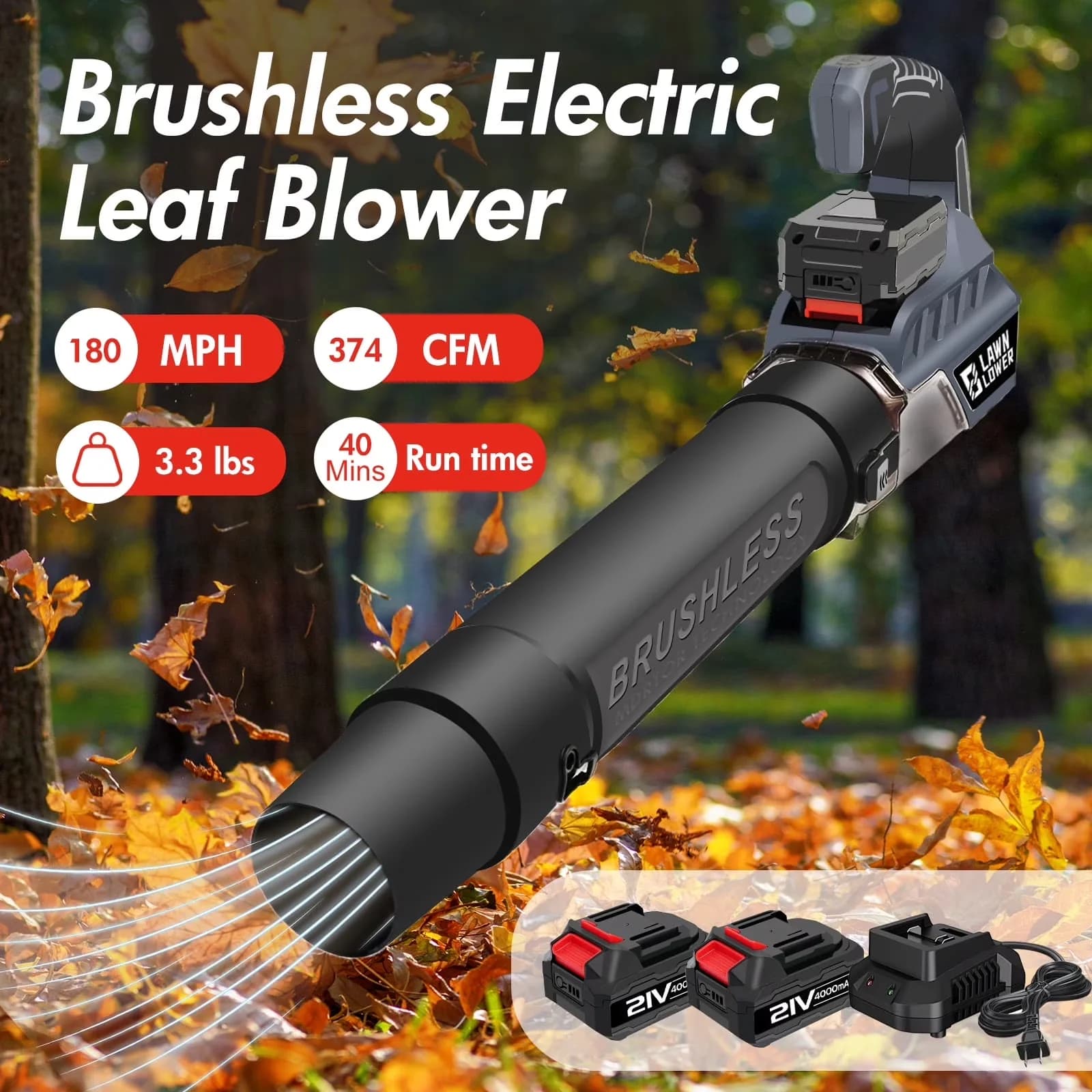 Stylish Leaf Blower with Battery, Handheld, / Cordless - 374CFM - Residential Grade Model DDC31D
