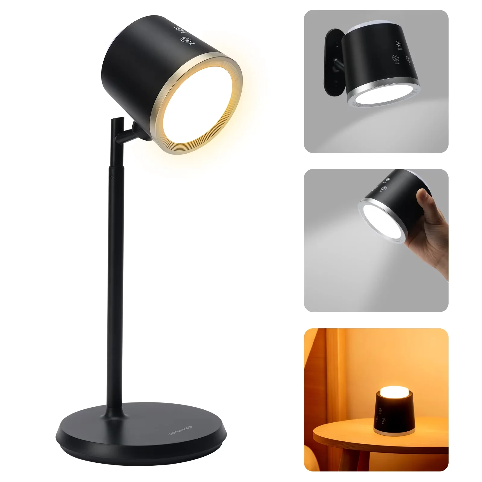 Desk Lamp Durable with LED, Battery, Energy Efficient - Abs Black for Office, Study Model B1ACF2