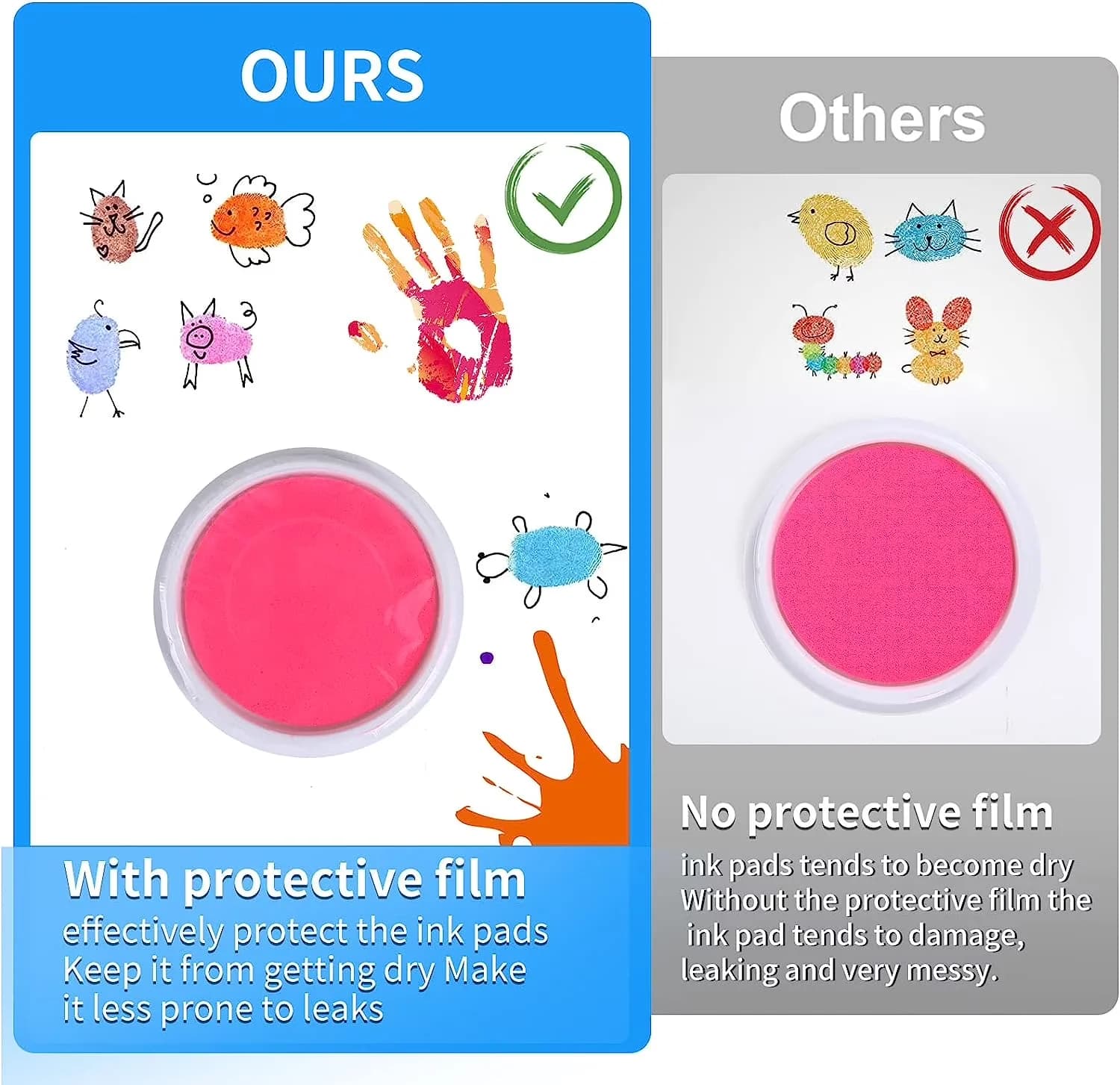 Moving Stylish with Non-Toxic, 8 Colors Rainbow Washable Large Ink Pads - Model 036CC0