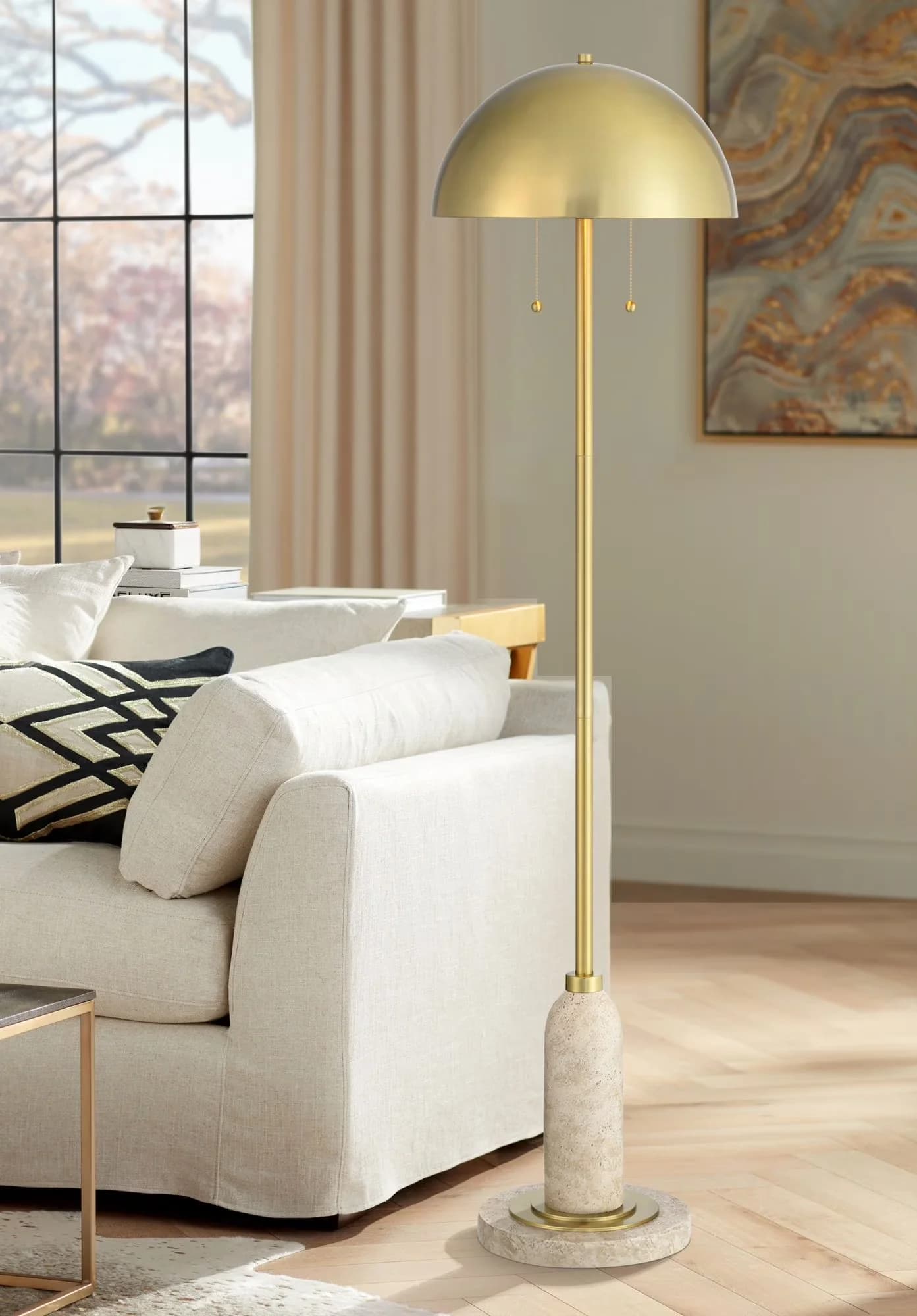 Durable Floor Lamp with Incandescent, Standard Lamps, Modern - Metal, Cast Resin Gold Model 92EAF0