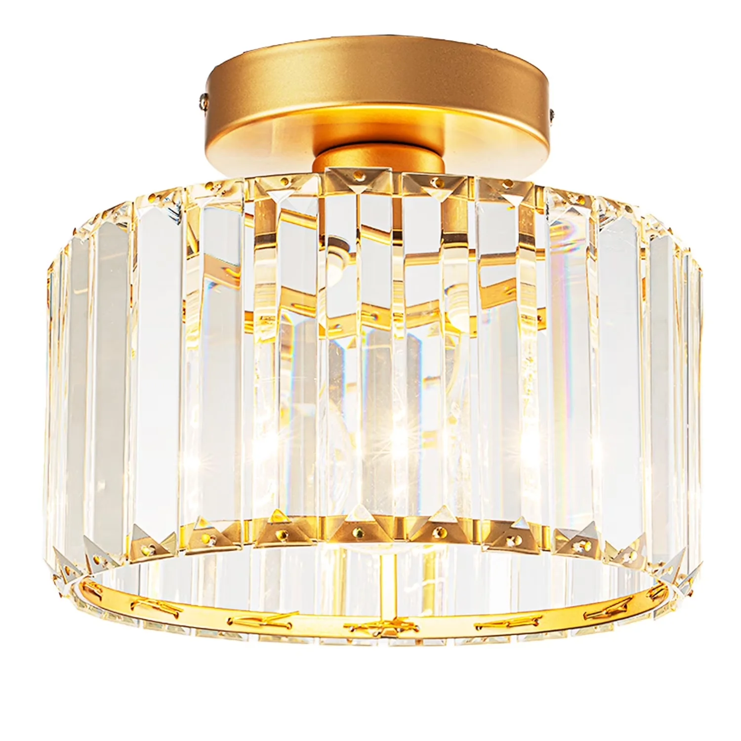 Compact Ceiling Lights Fixture with Dimmable, Crystal Shade - Gold Crystal Model C40FA5