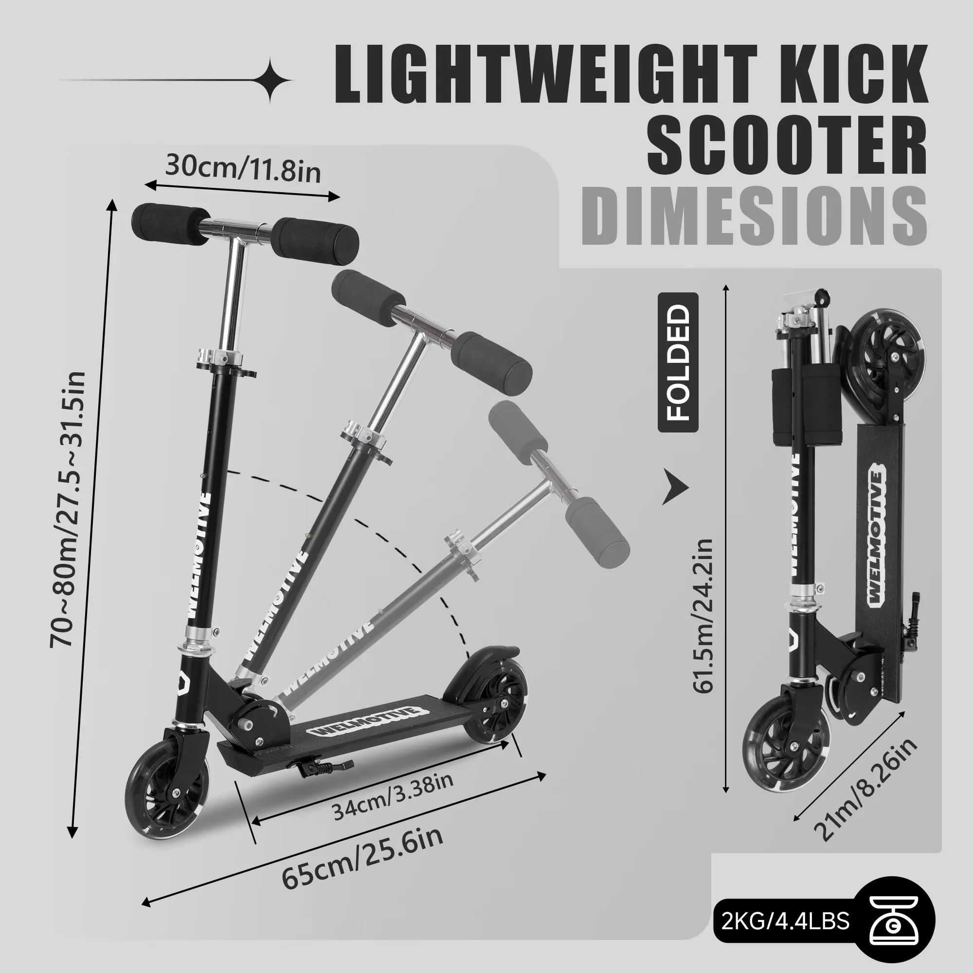 Sleek Scooter with Foldable, Portable, Lightweight - Aluminum + Iron 3-8 Model F25EFF