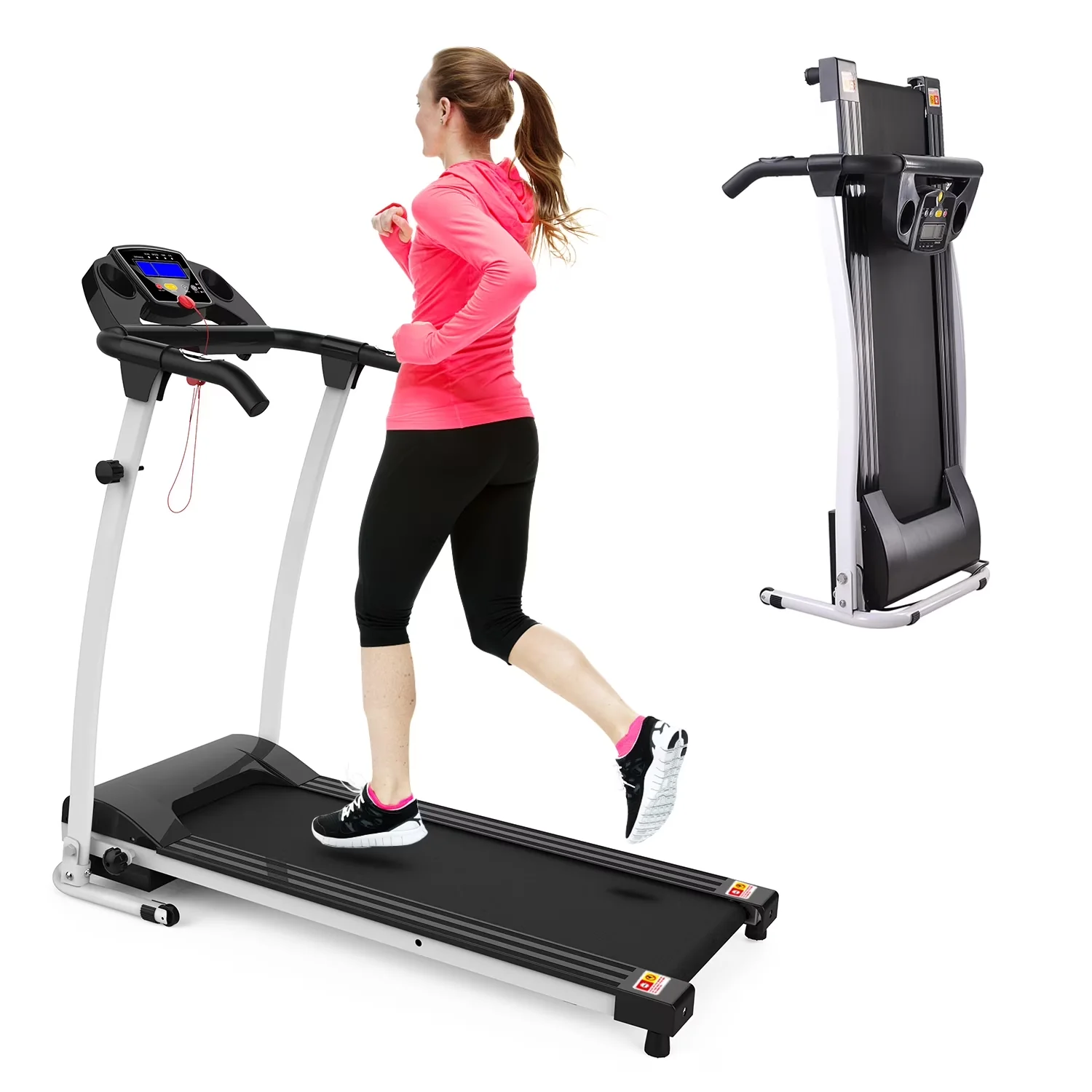 Durable Home Gym with Foldable, 1.5HP Electric Folding Treadmill - Metal White for Home Model 1D9219
