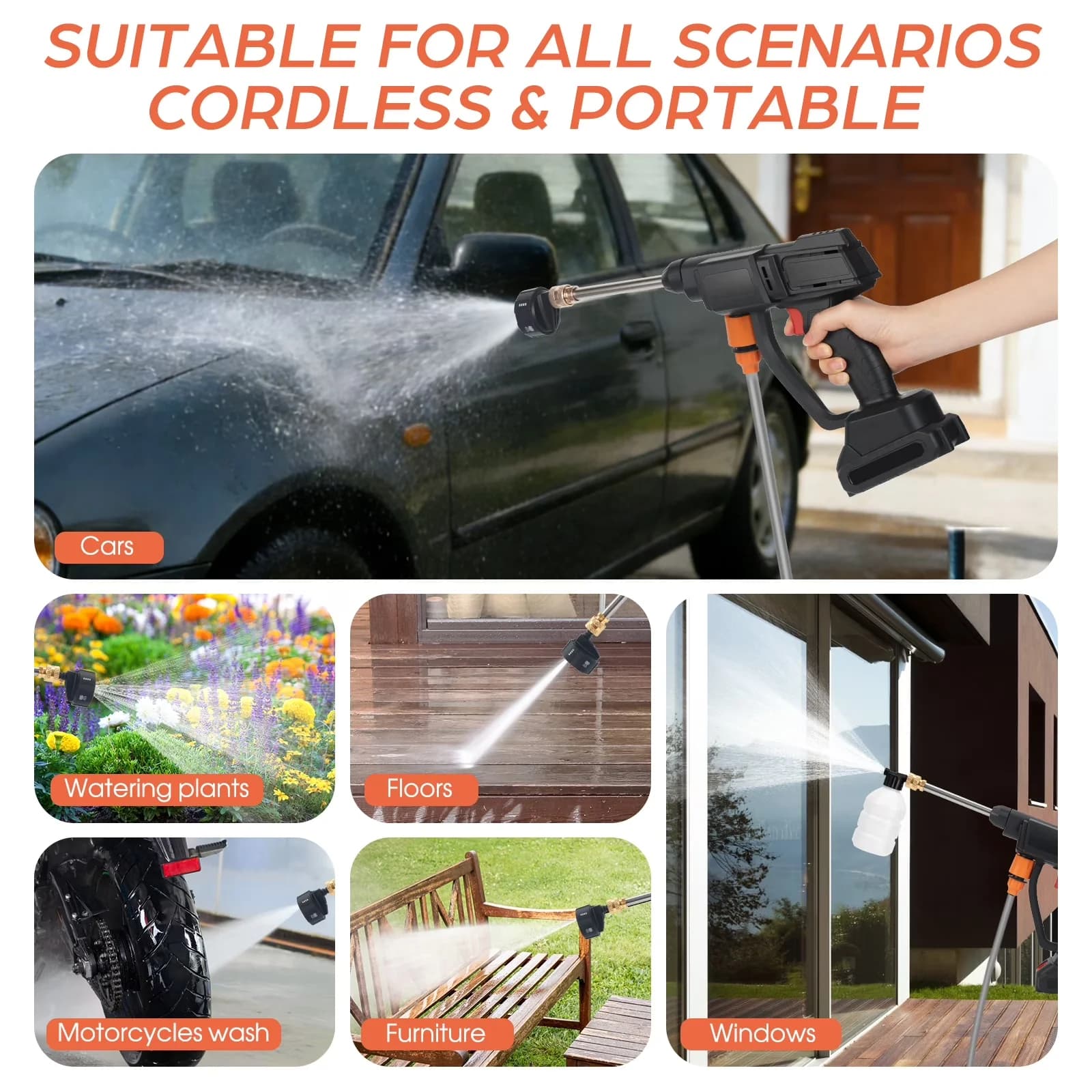 Modern Pressure Washer with Battery, Adjustable Wand, Cordless - Long-Lasting Performance Model 519816