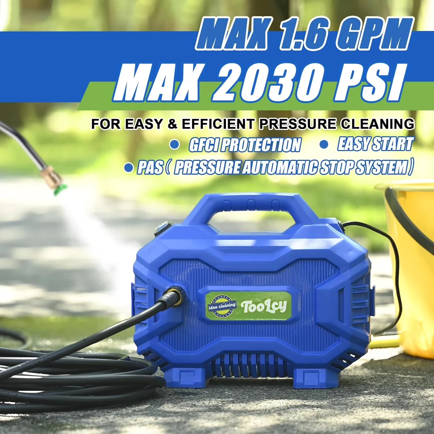Durable Pressure Washer with Quick Connect Tips, Chemical / Detergent Injection, Adjustable Wand - Model 473CB6