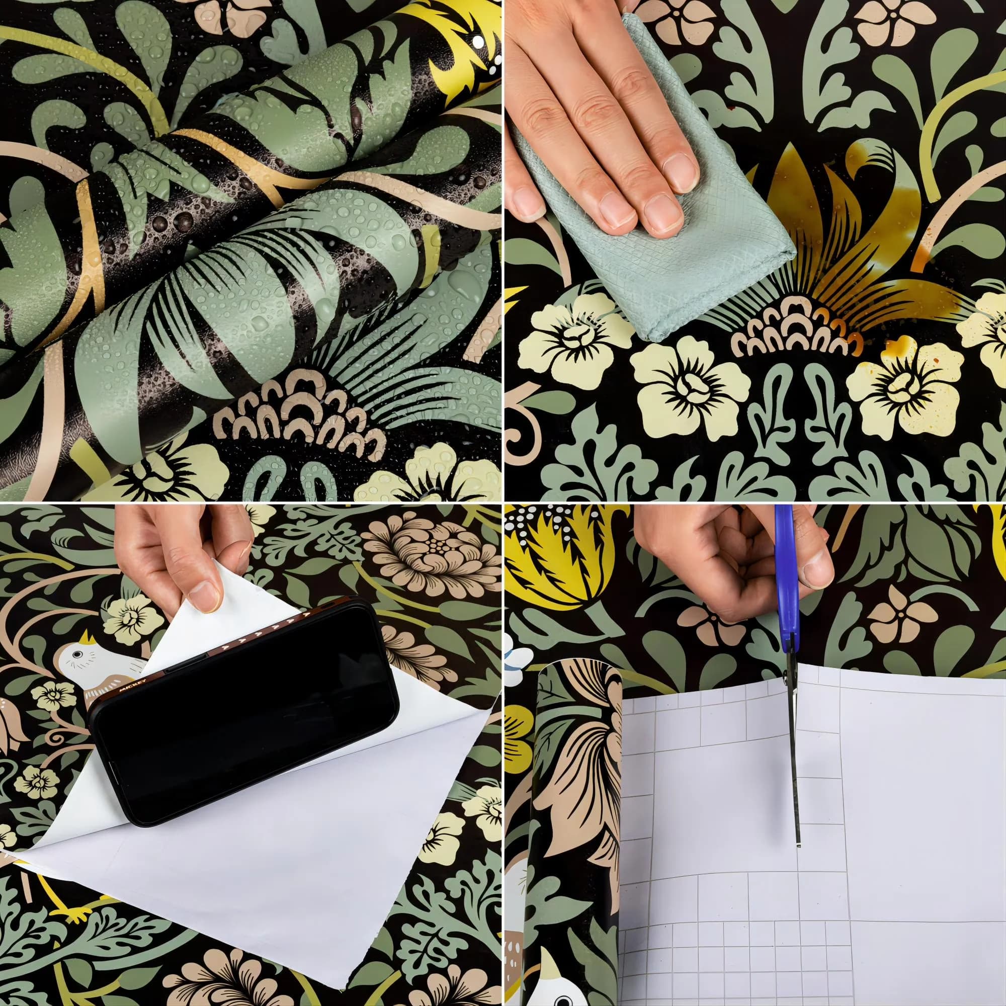 Sleek Wallpaper with Removable, Coverage: 14.5 square feet, Size: 17.7" x 118" - Green Paper for Home Model D8BC71