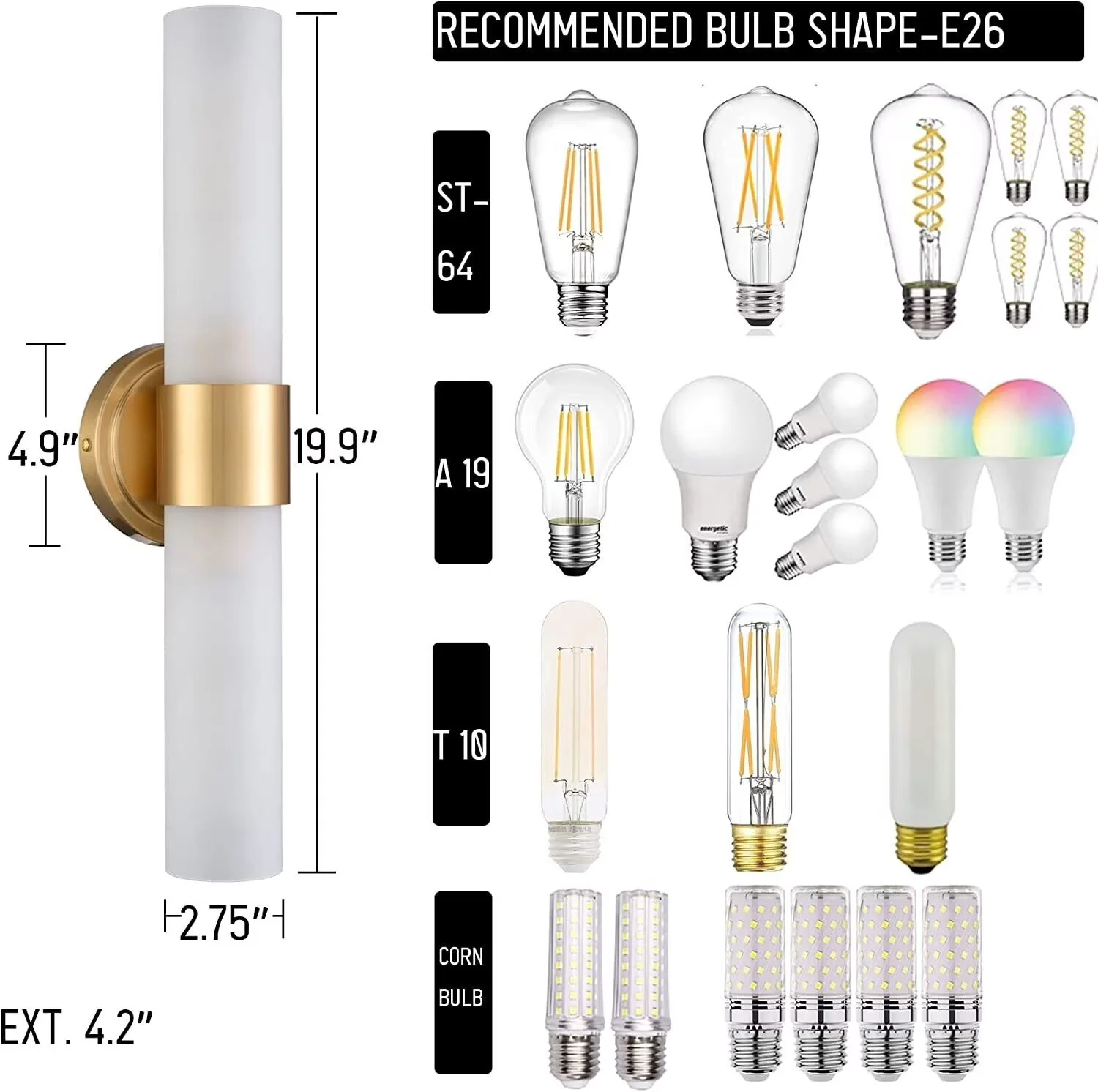 Led Lighting Durable with LED, Smart Technology Capable, Frosted Glass Shades - Metal Gold Model EAA3D9
