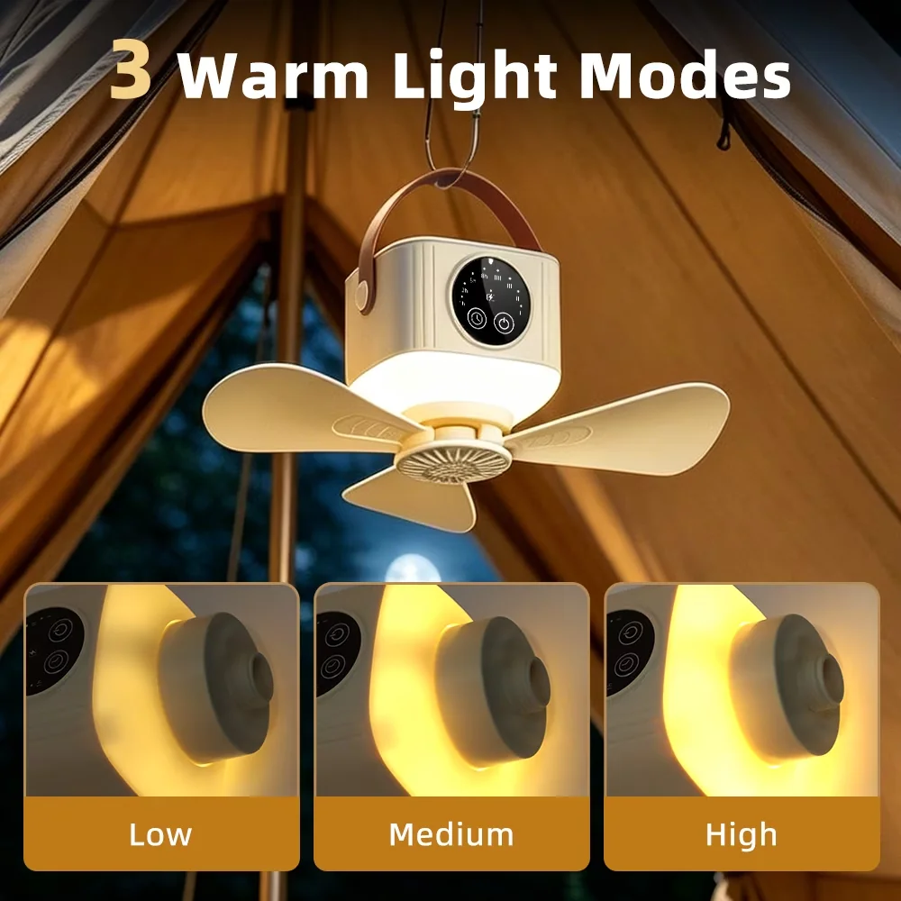 Ceiling Fan Professional with LED, Eclectic, Portable - Beige for Patio, Rv Model 3AE84C