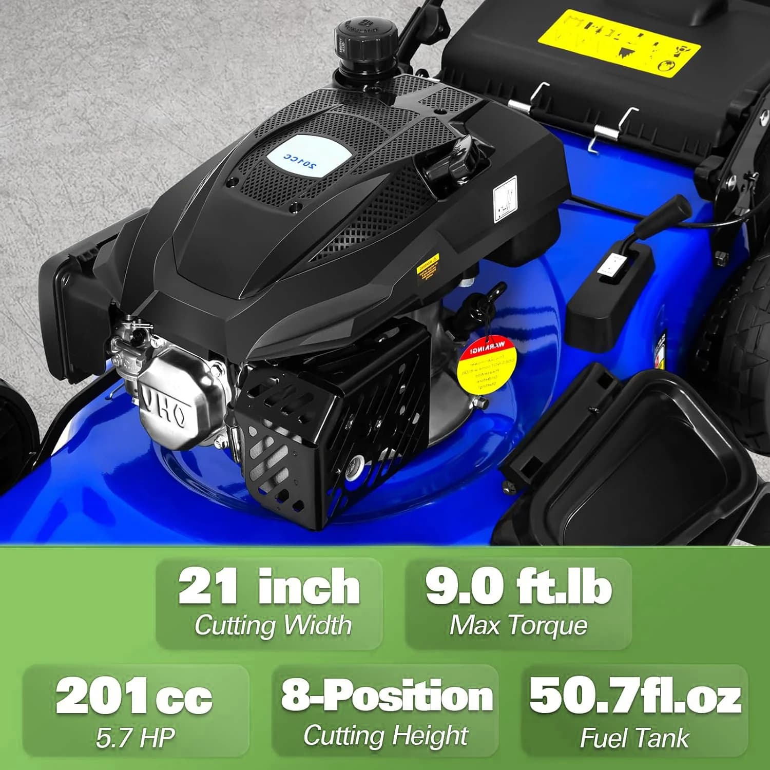Push Mower Classic with Single Lever Height Adjustment, Mulching, Tool-Free Adjustments - Royal Blue Model BCD5F2
