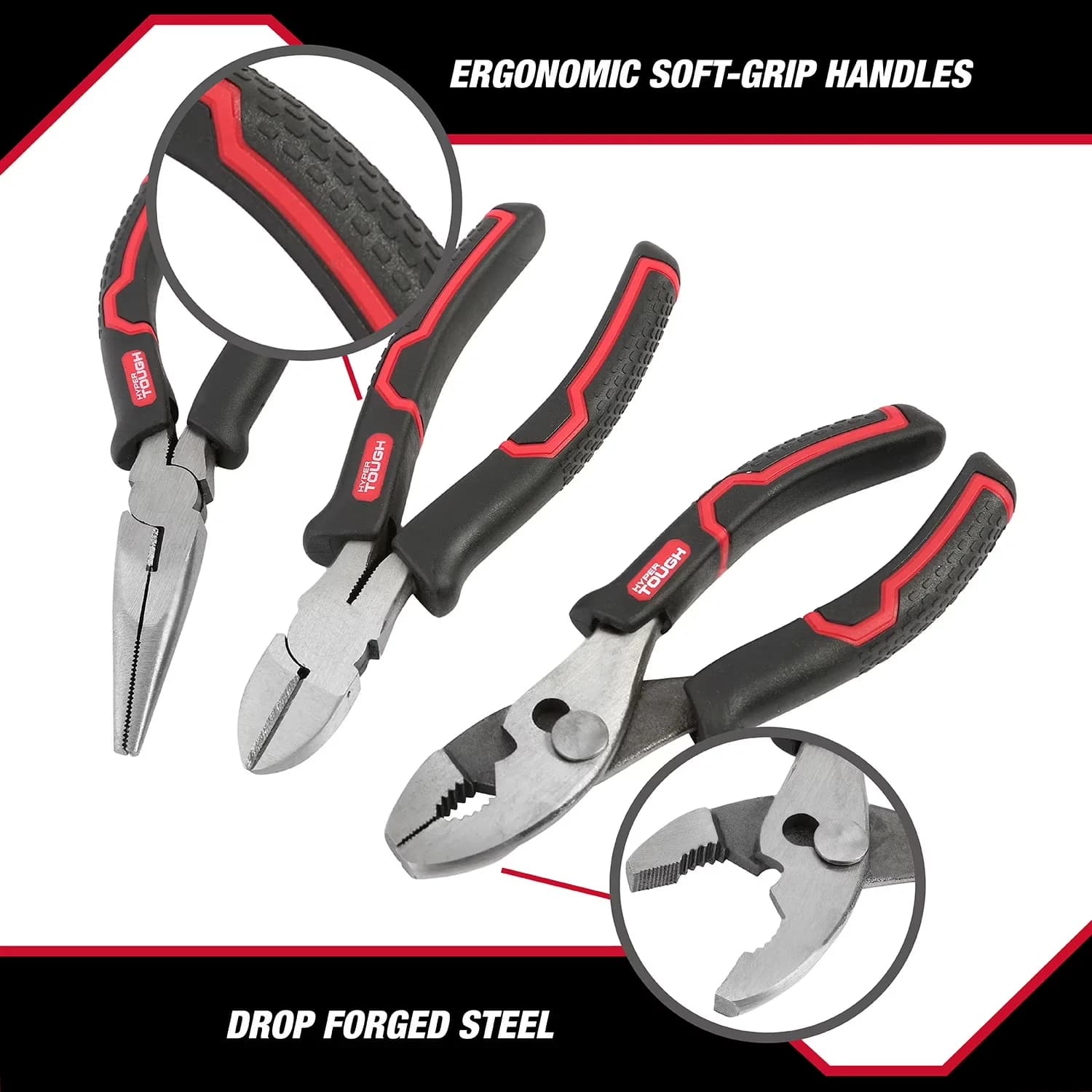 Stylish Hand Tool with Adjustable, Diagonal Cutting Pliers, 3-Piece Pliers Set - Model 35EB48