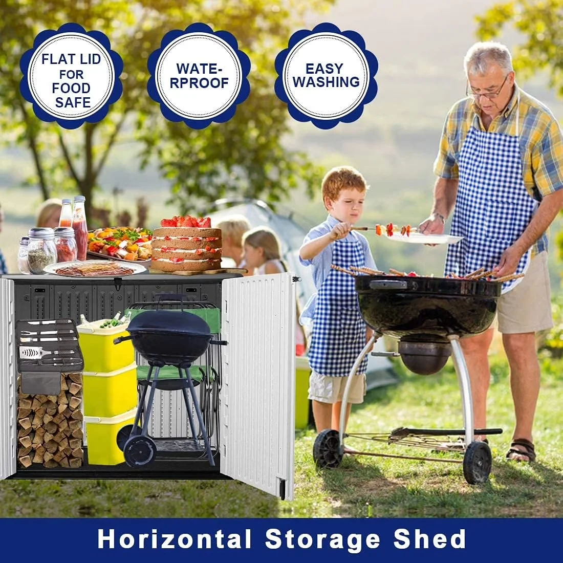 Classic Garage Storage Supply with Waterproof, Impact-Resistant - High Density Polyethylene Resin 35 Cu.Ft-White-A Model DCB2EA