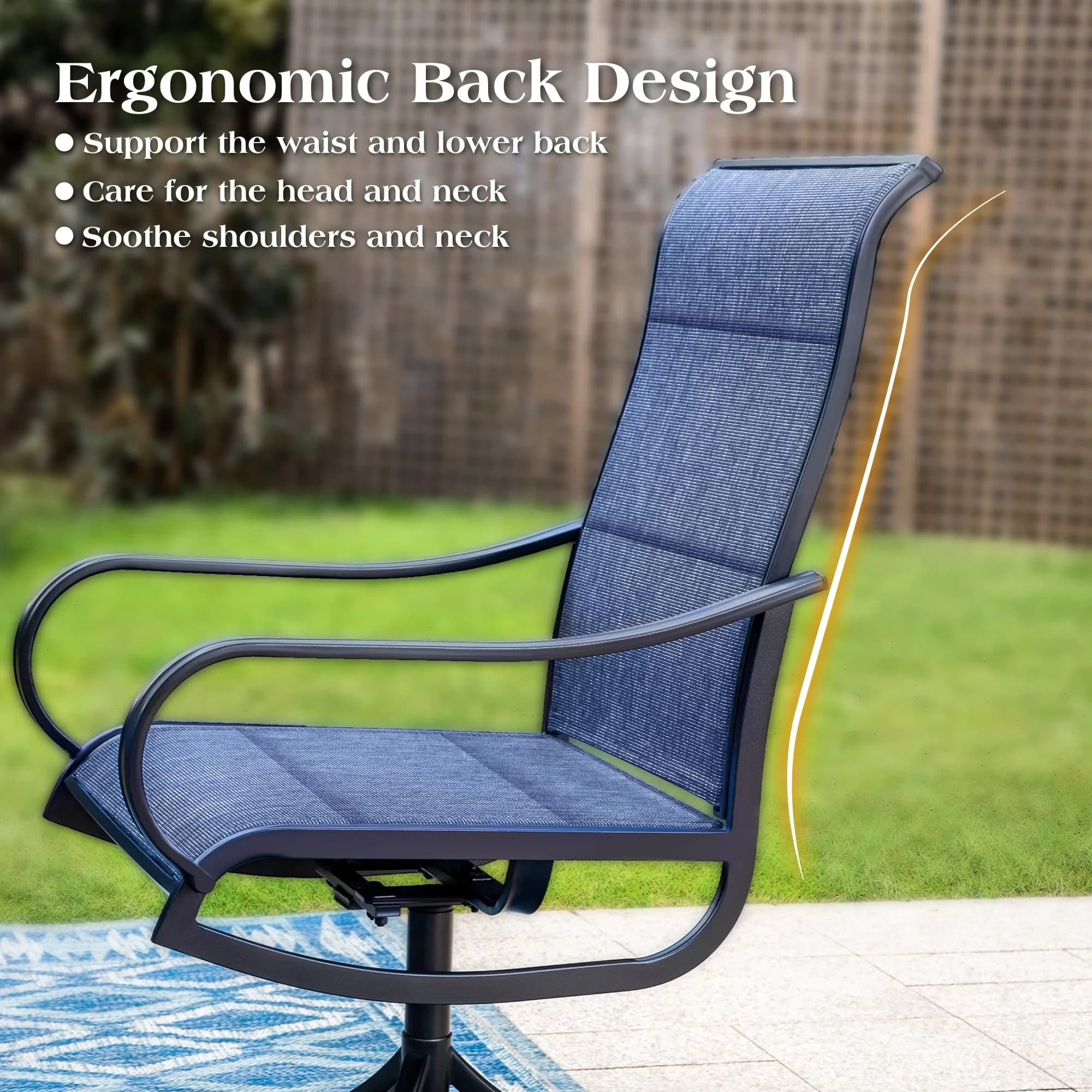 Reliable Patio Dining Set with Weatherproof, 8-Piece Outdoor - Steel And Textilene Blue Model F12862