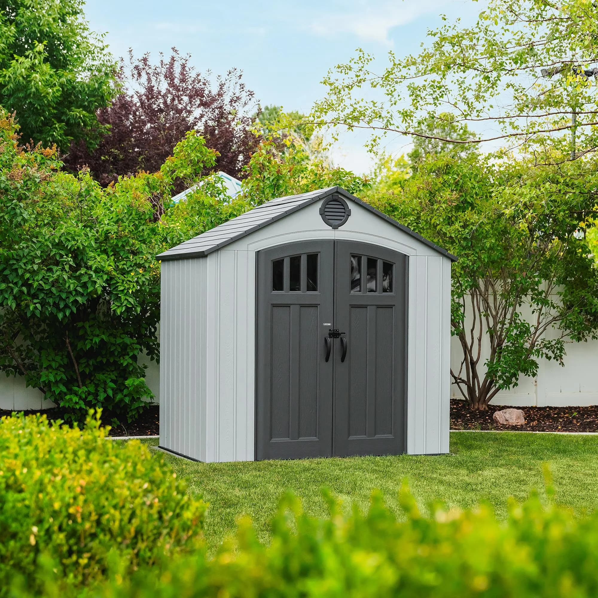 Quality Shed with Impact-Resistant, Lockable Door - High-Density Polyethylene (Hdpe) Gray Model A4F6F5