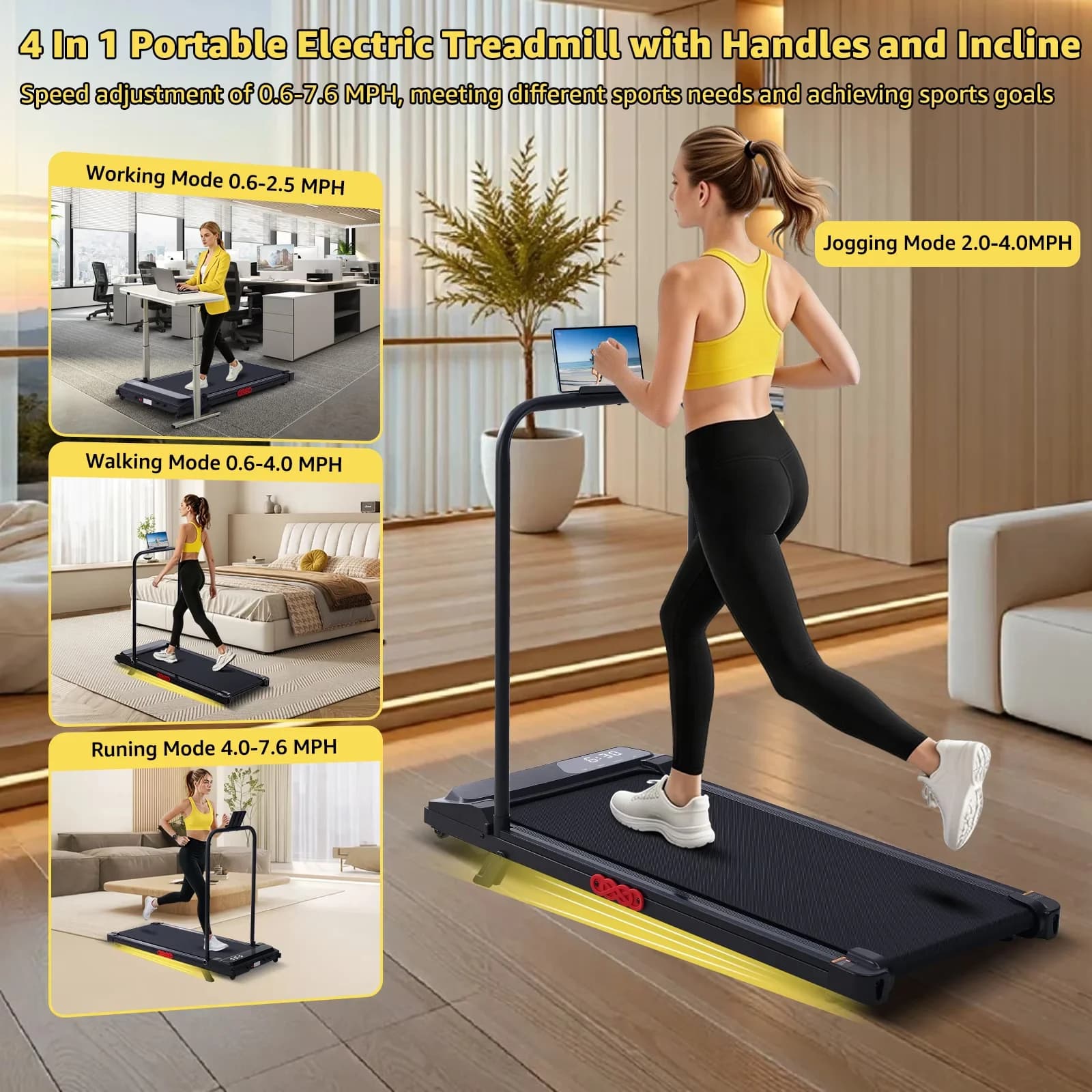 Compact Home Gym with Adjustable, Easy Transport - Plastic,Carbon Steel Black for Home Office Model 3B622D