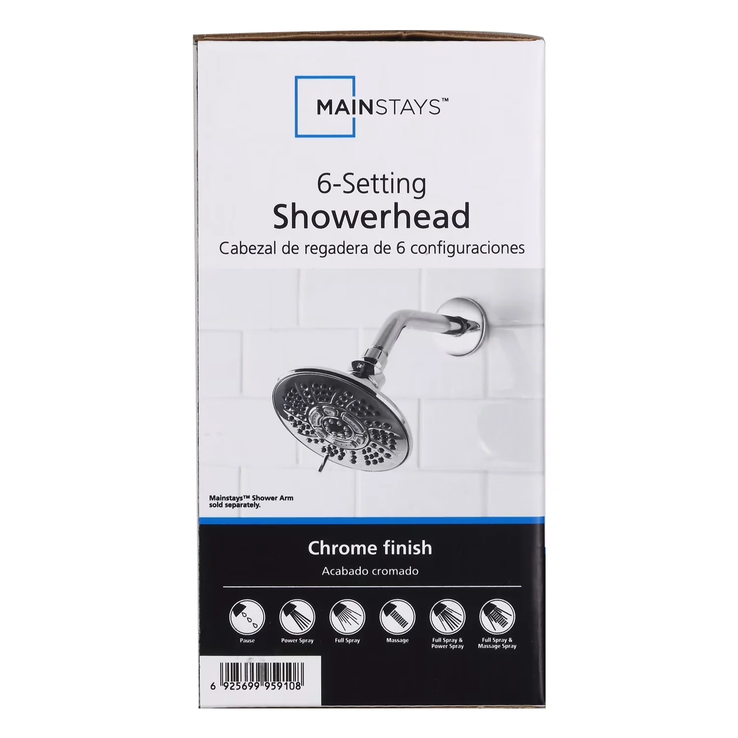 Shower Head Classic with Easy To Install, Easy To Clean - Plastic 5.8" Diameter Model E1A2C0