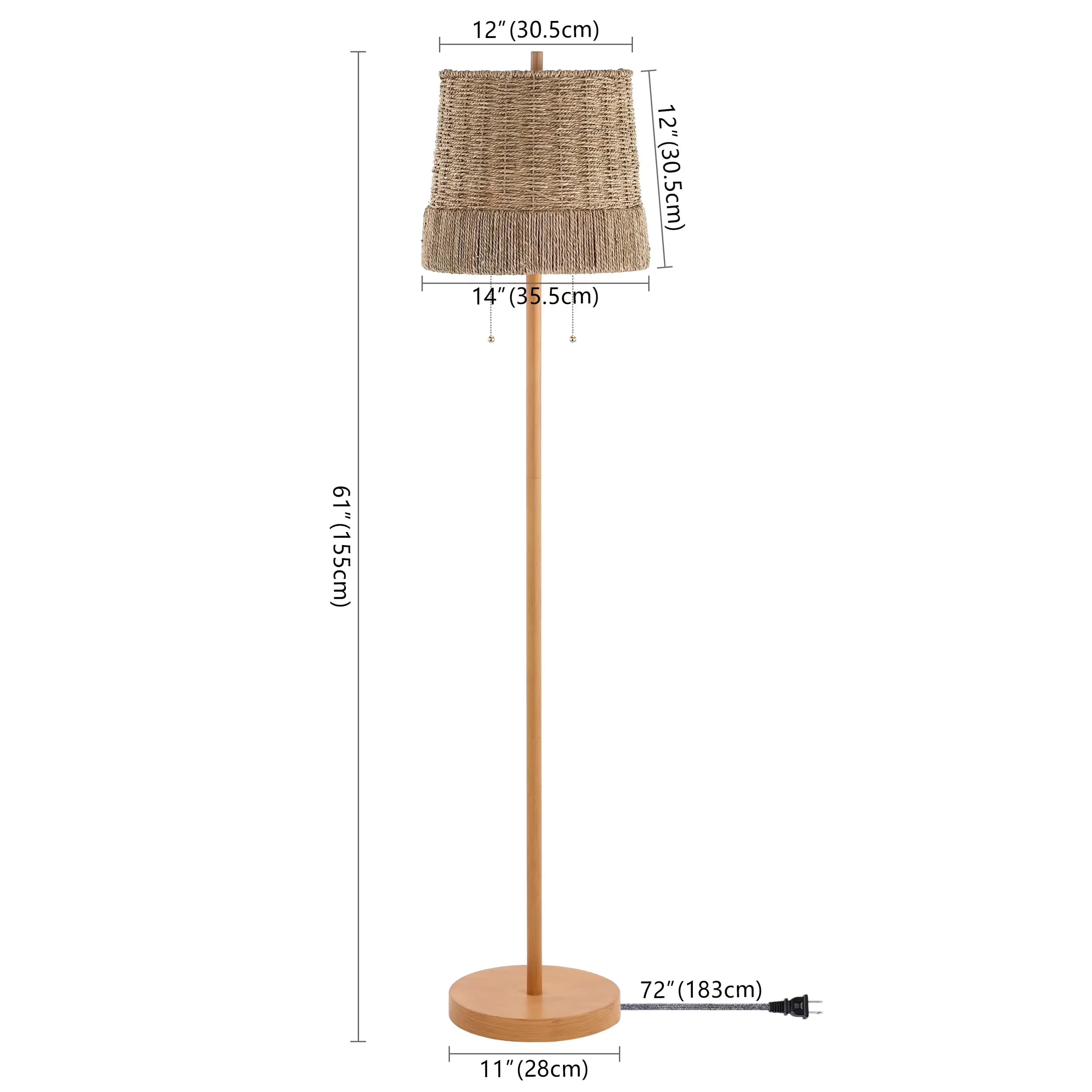 Modern Floor Lamp with LED, Standard Lamps, Pull-Chain - Metal Brown JYL3091A Model F271D8