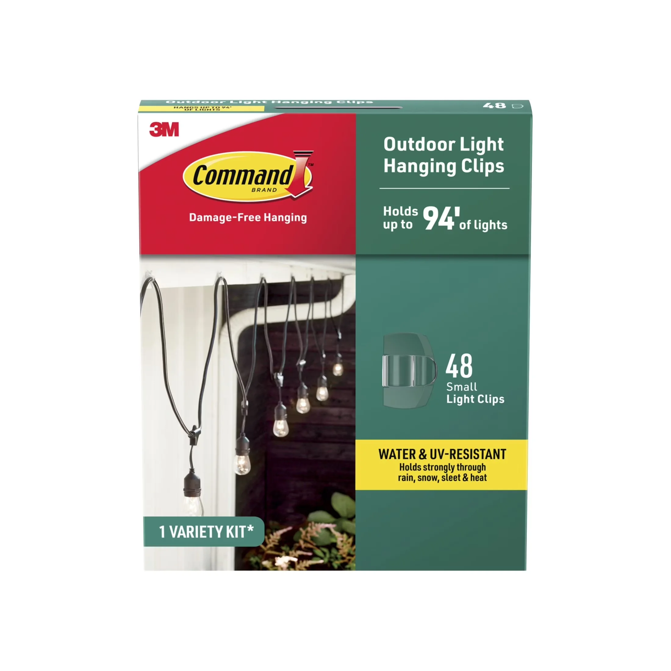Essential Damage-Free Hanging with Easy Installation, Wall-Mountable, Holds up to 94 inches of Lights - Plastic Clear Model A22609