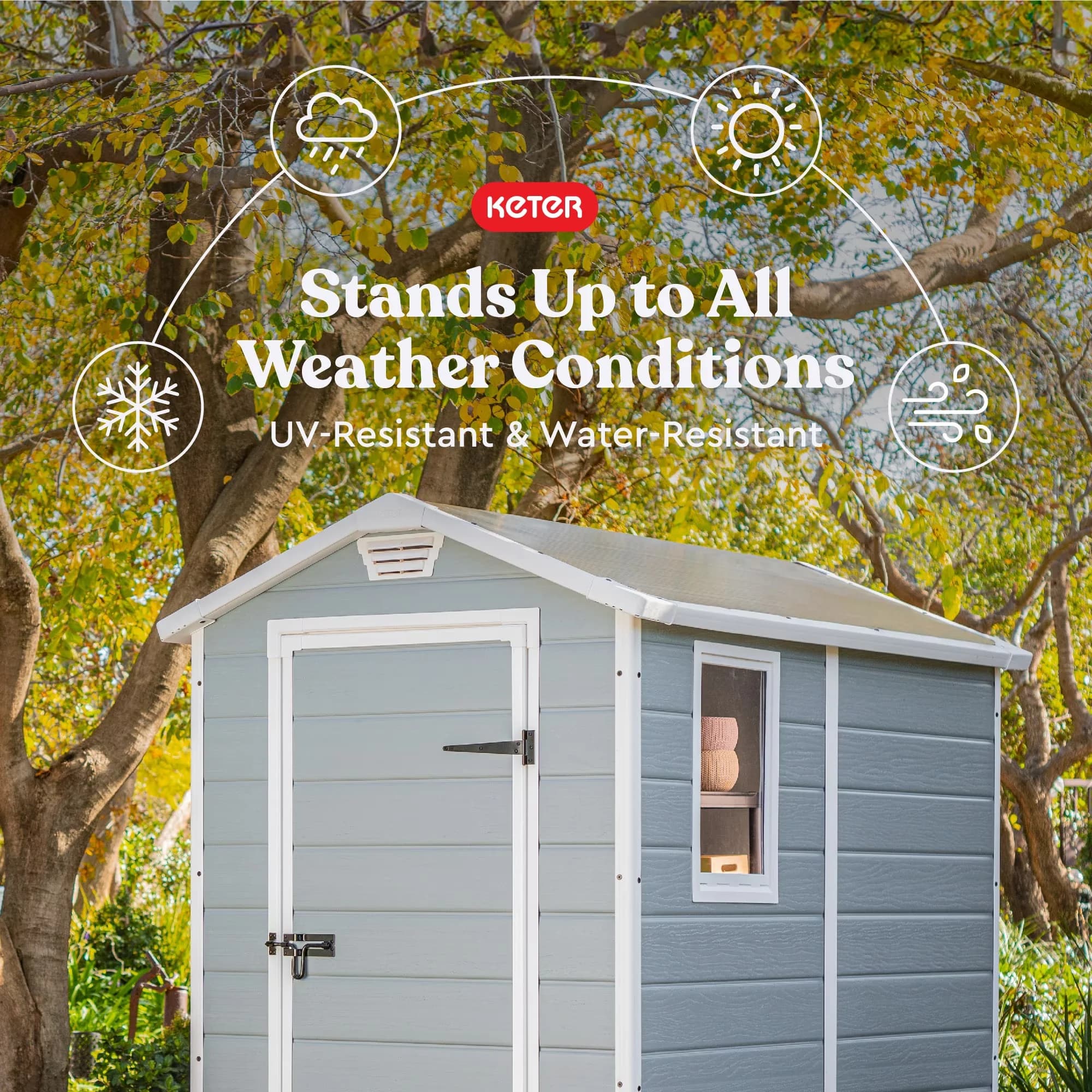 Shed Versatile with Lockable Door, Manor 4' x 6' Resin Storage - Gray Resin Model 6C86BE