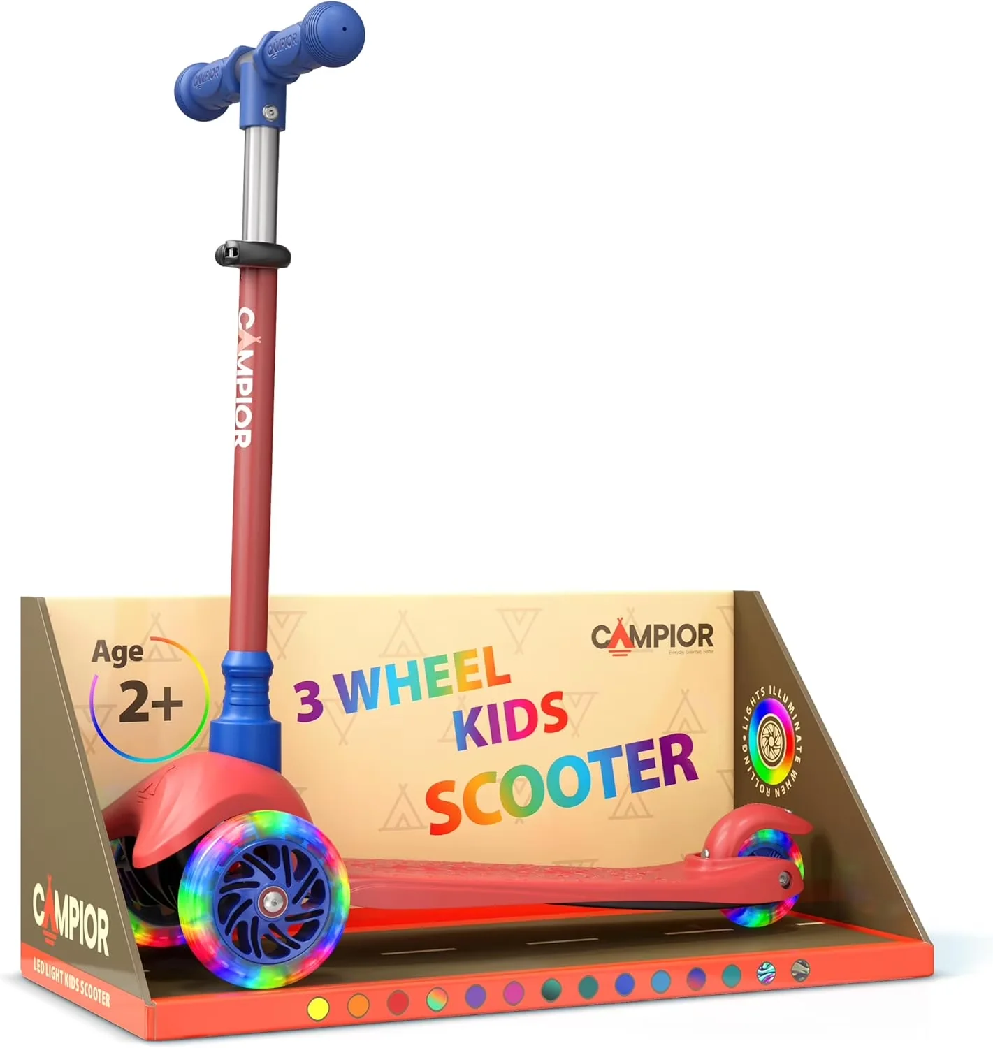 Scooter Innovative with LED, Lightweight, Adjustable Handlebar - Multicolor Aluminum Model B93A68