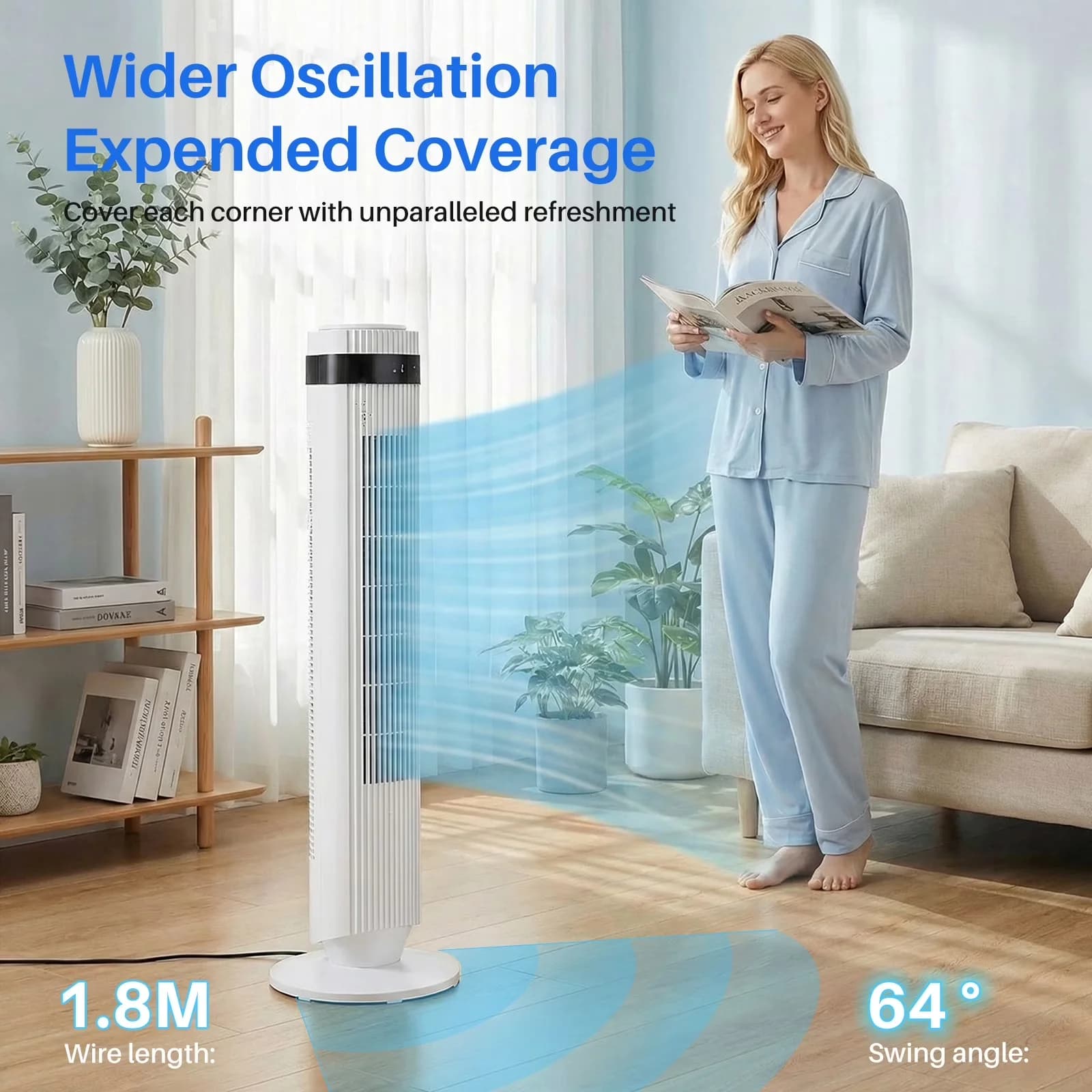 Fans In Cooling Innovative with Remote Controlled, Oscillating, Timer - White Abs Model E6C215