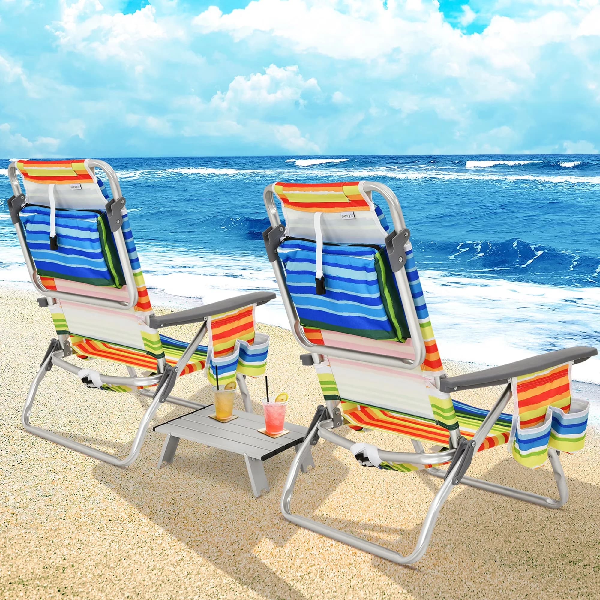Beach Chair Stylish with Adjustable, Waterproof - Yellow 3PCS - Heavy Duty Model 80291E